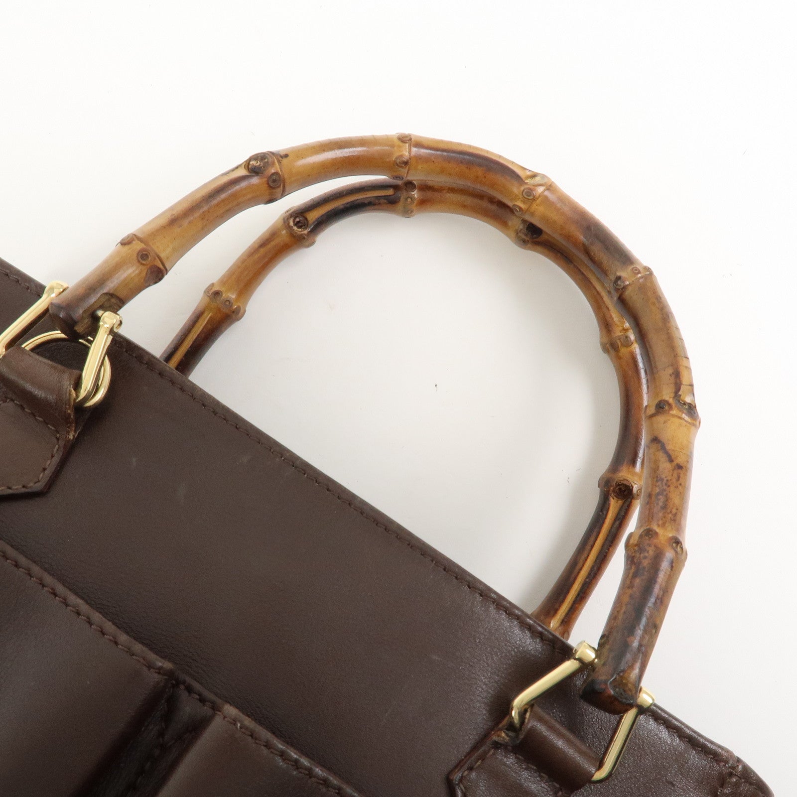 GUCCI Bamboo 2Way Bag Hand Bag Shoulder Bag Brown 000・122