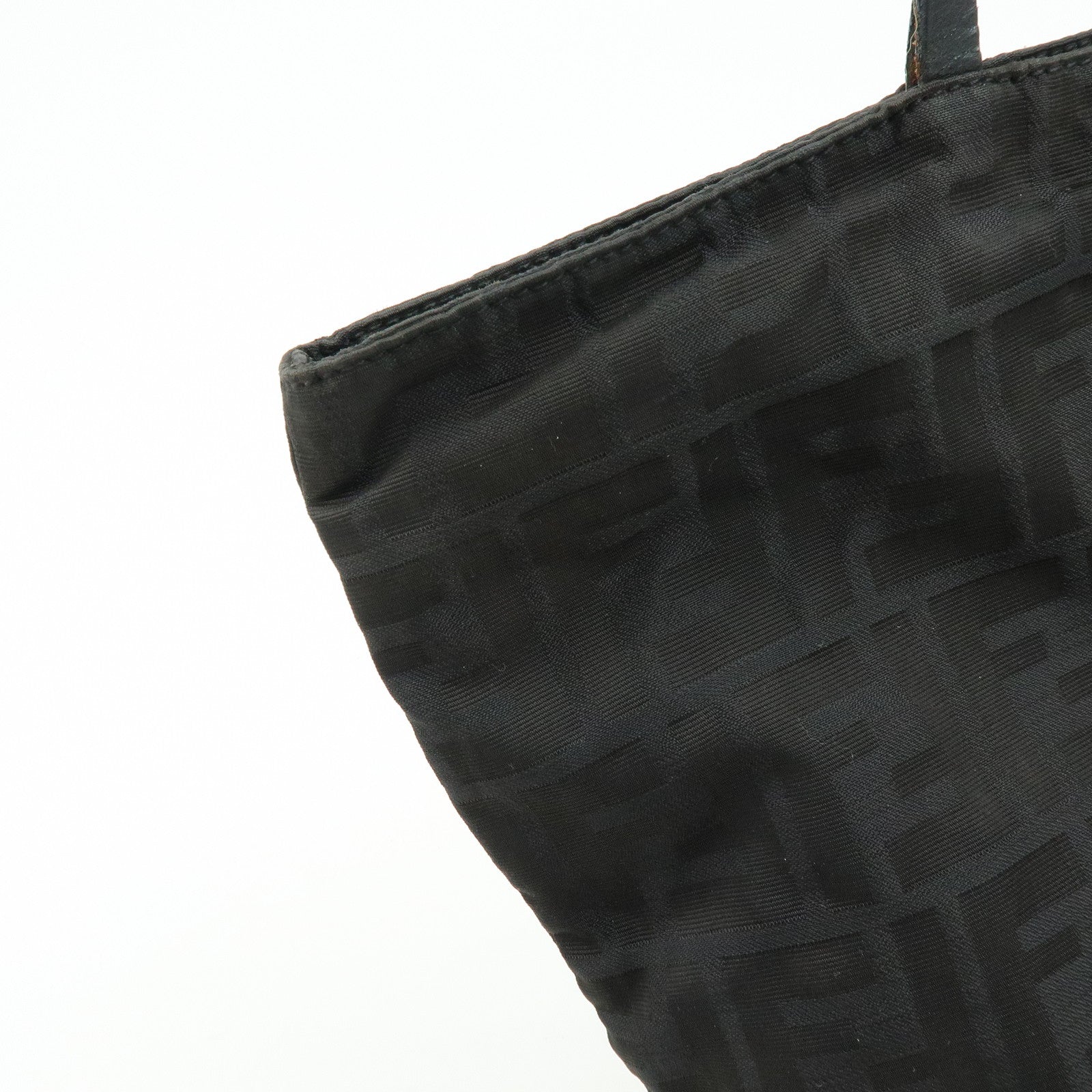 FENDI Zucca Canvas Leather Tote Bag Shoulder Bag Black 15785