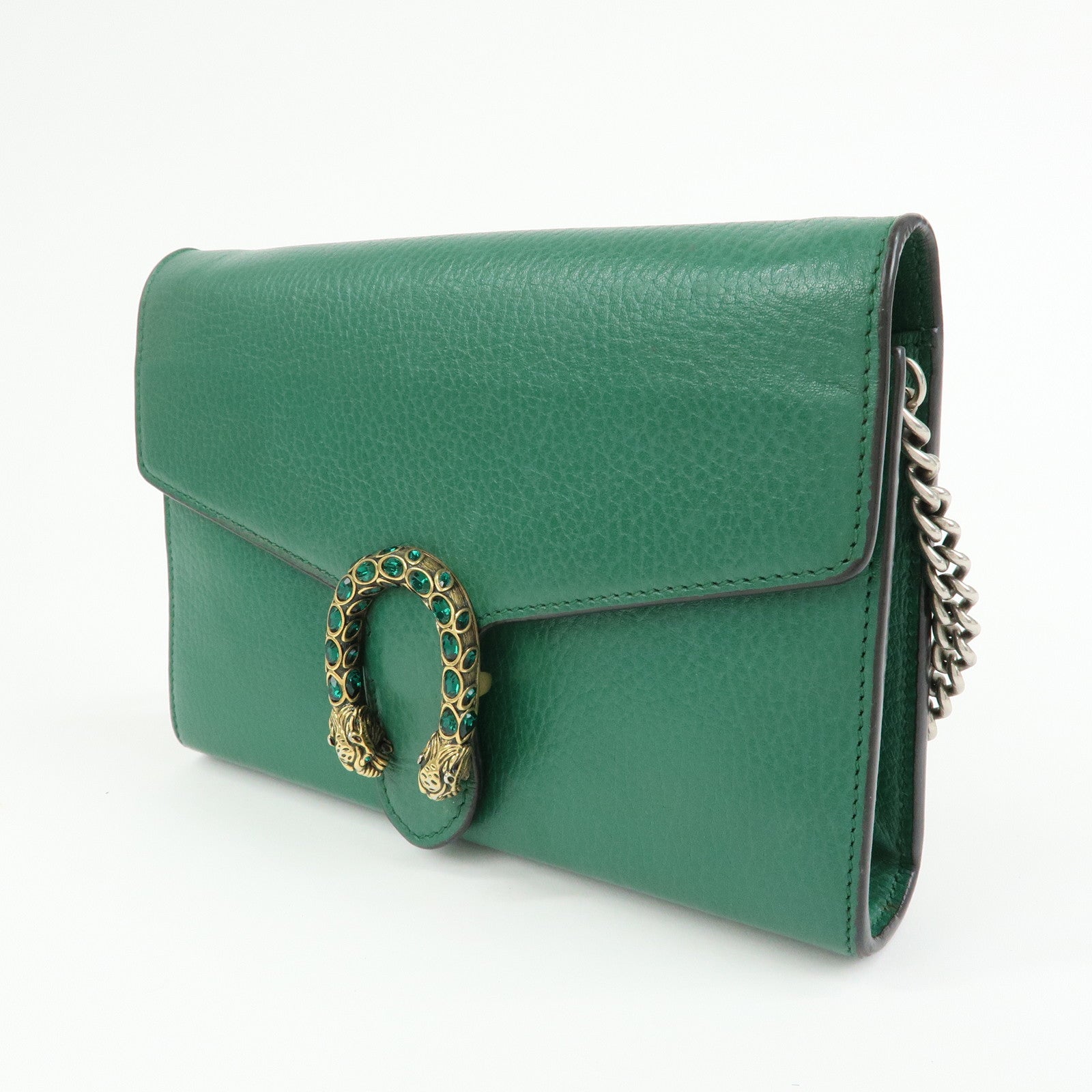 GUCCI Dionysus Leather Chain Wallet Shoulder Bag Green 401231