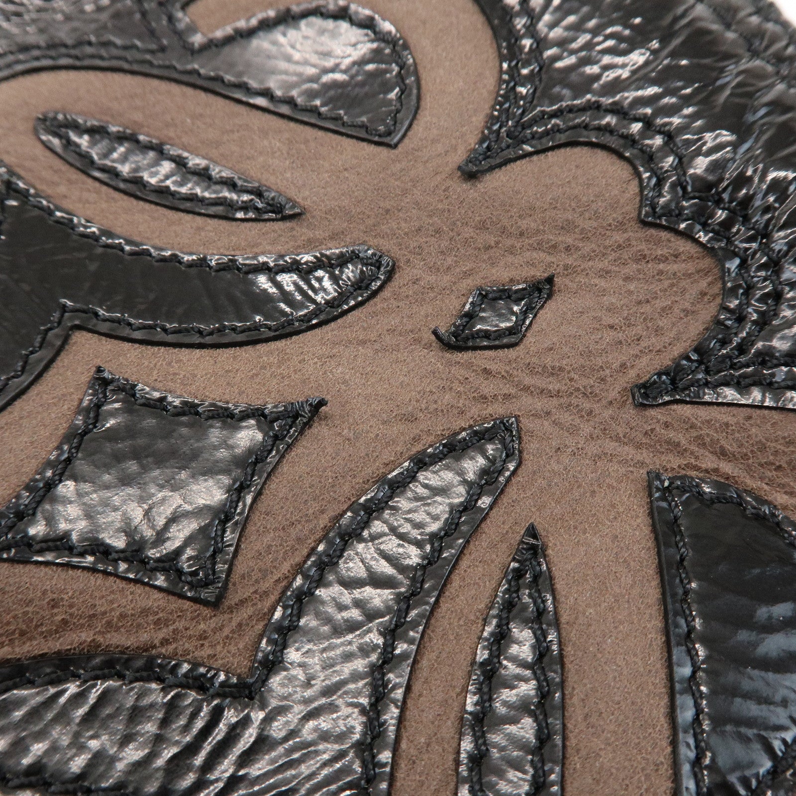 LOEWE Anagram Patent Leather Hand Bag Shoulder Bag Black Brown