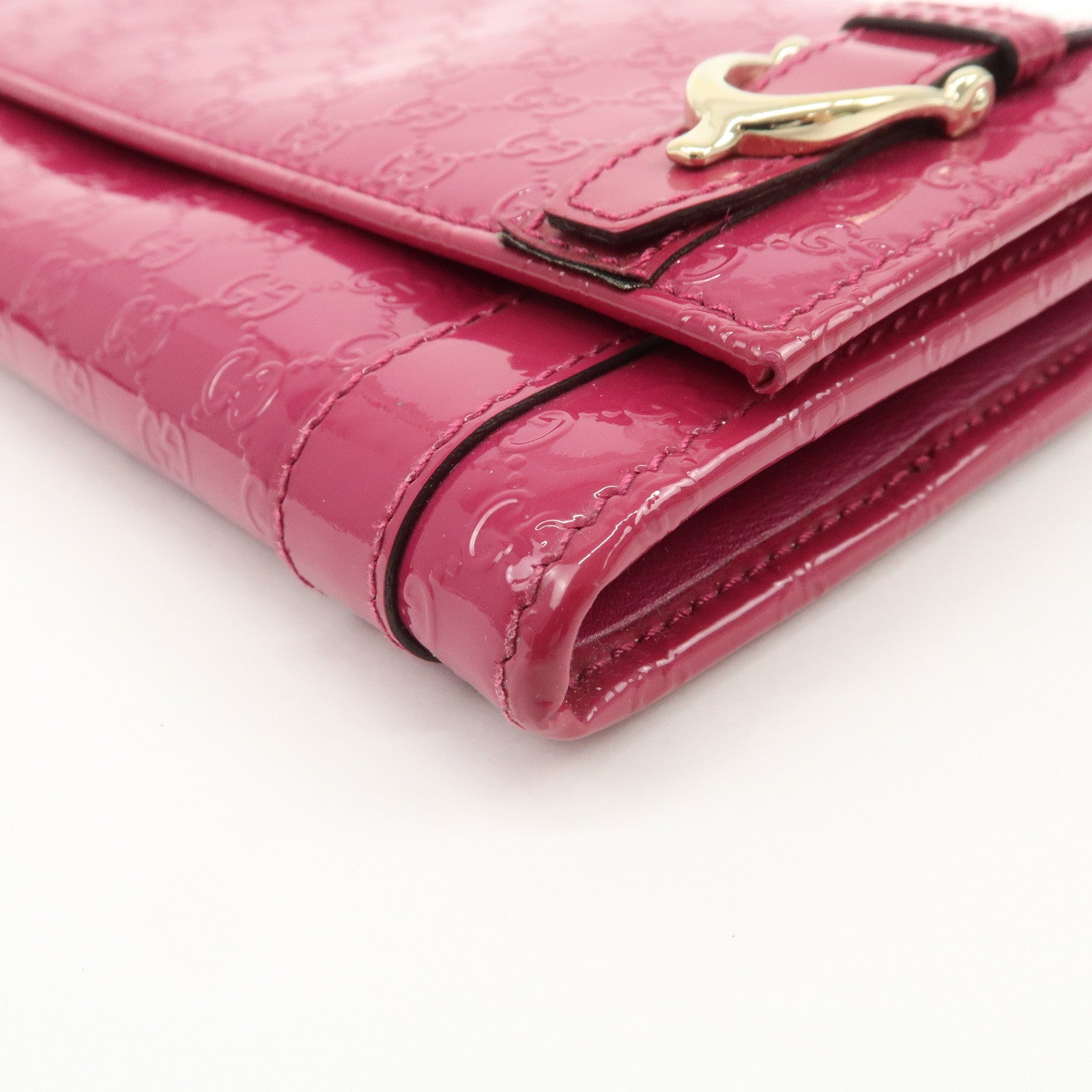 GUCCI Nice Micro Guccissima Patent Leather Long Wallet Pink 309760
