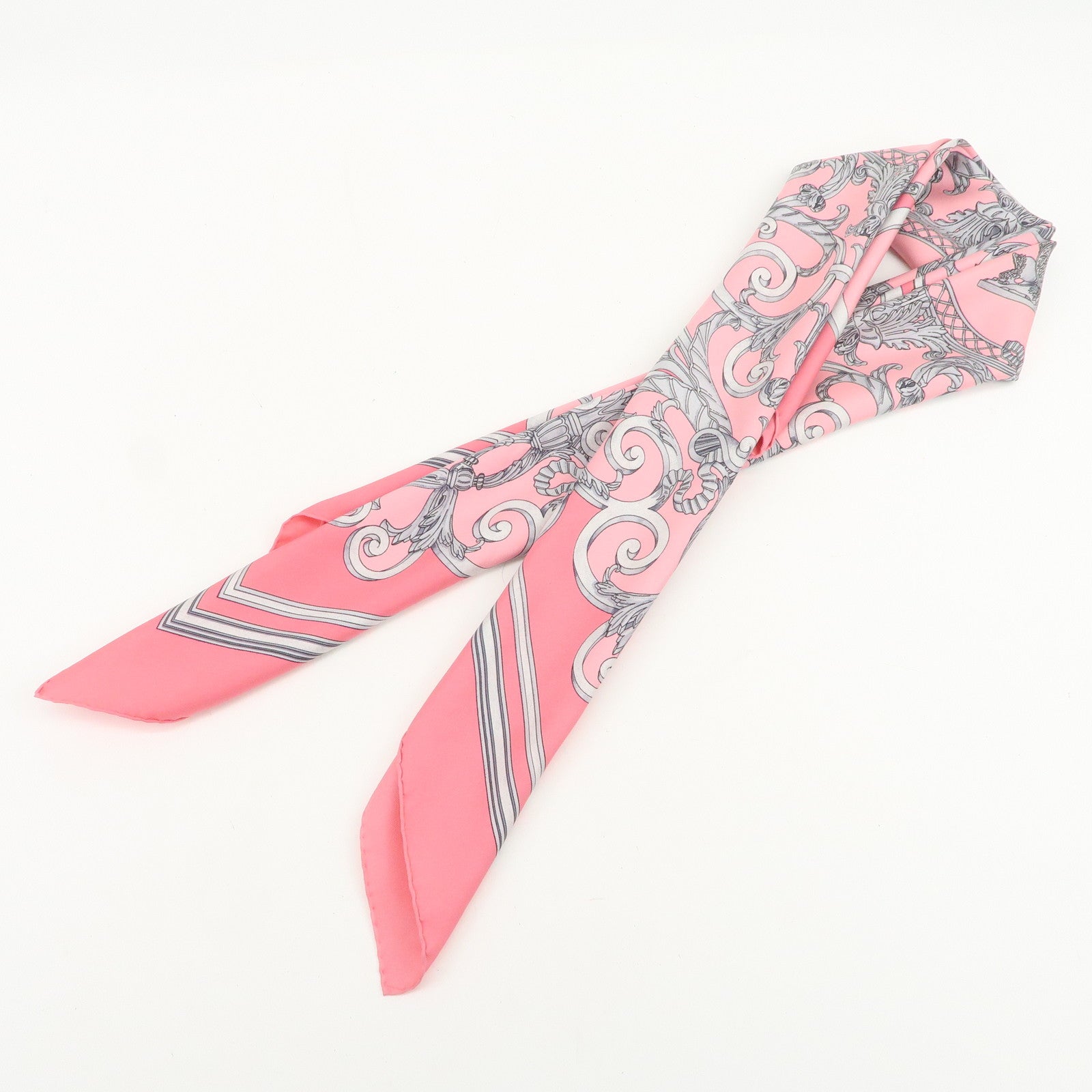 HERMES Carre 90 Silk 100% Scarf LES TUILERIES Pink