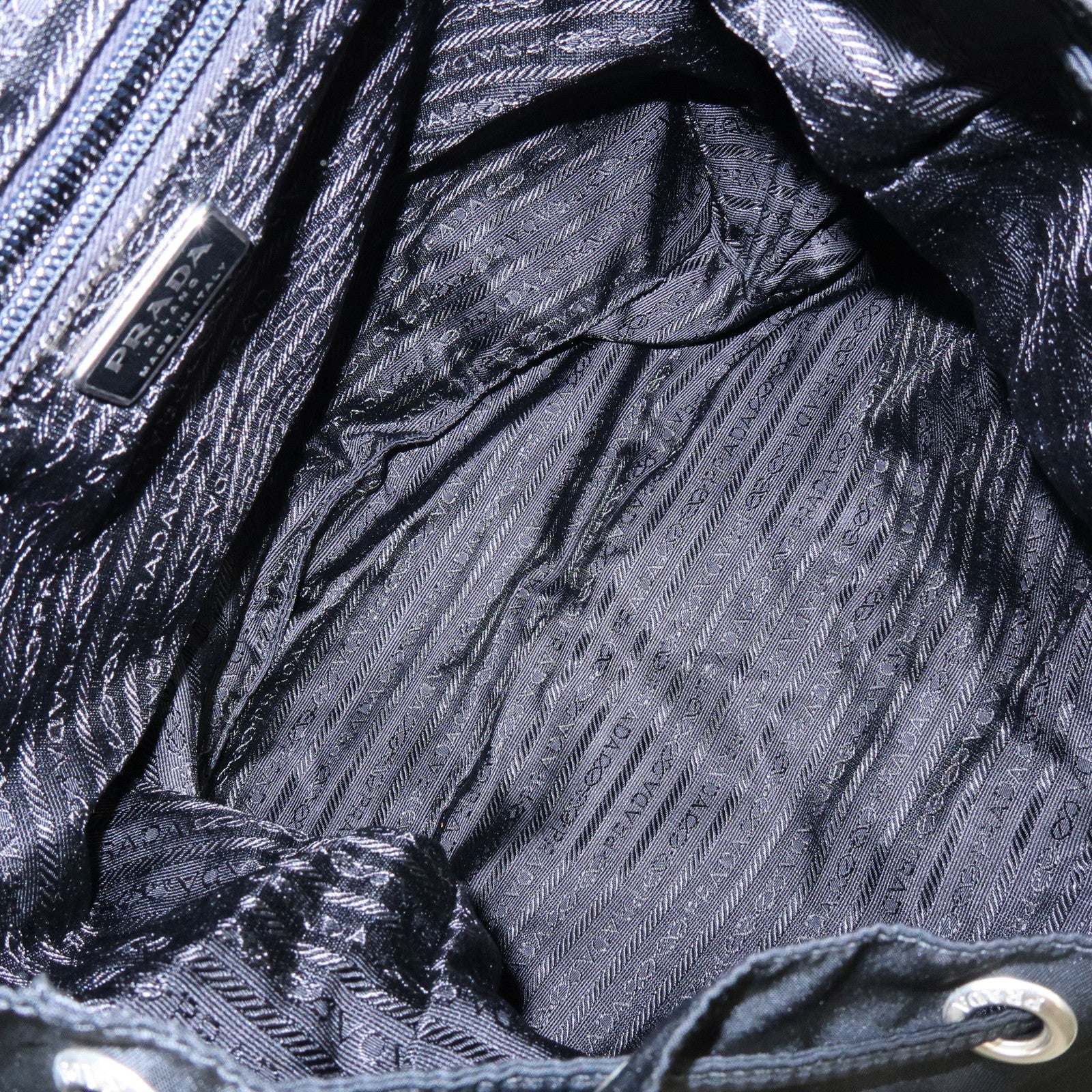 PRADA Logo Nylon Leather Back Pack Ruck Sack NERO Black 1BZ677