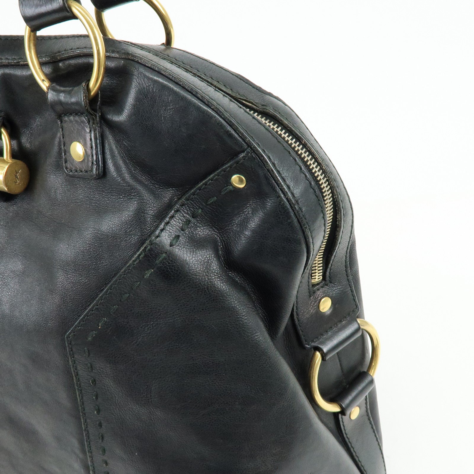 SAINT LAURENT PARIS MUSE Leather Hand Bag Shoulder Bag Black 153959