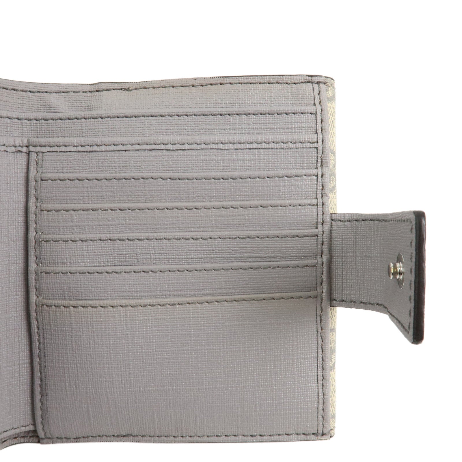 GUCCI Interlocking G GG Supreme W Flap Compact Wallet Beige Gray 212105