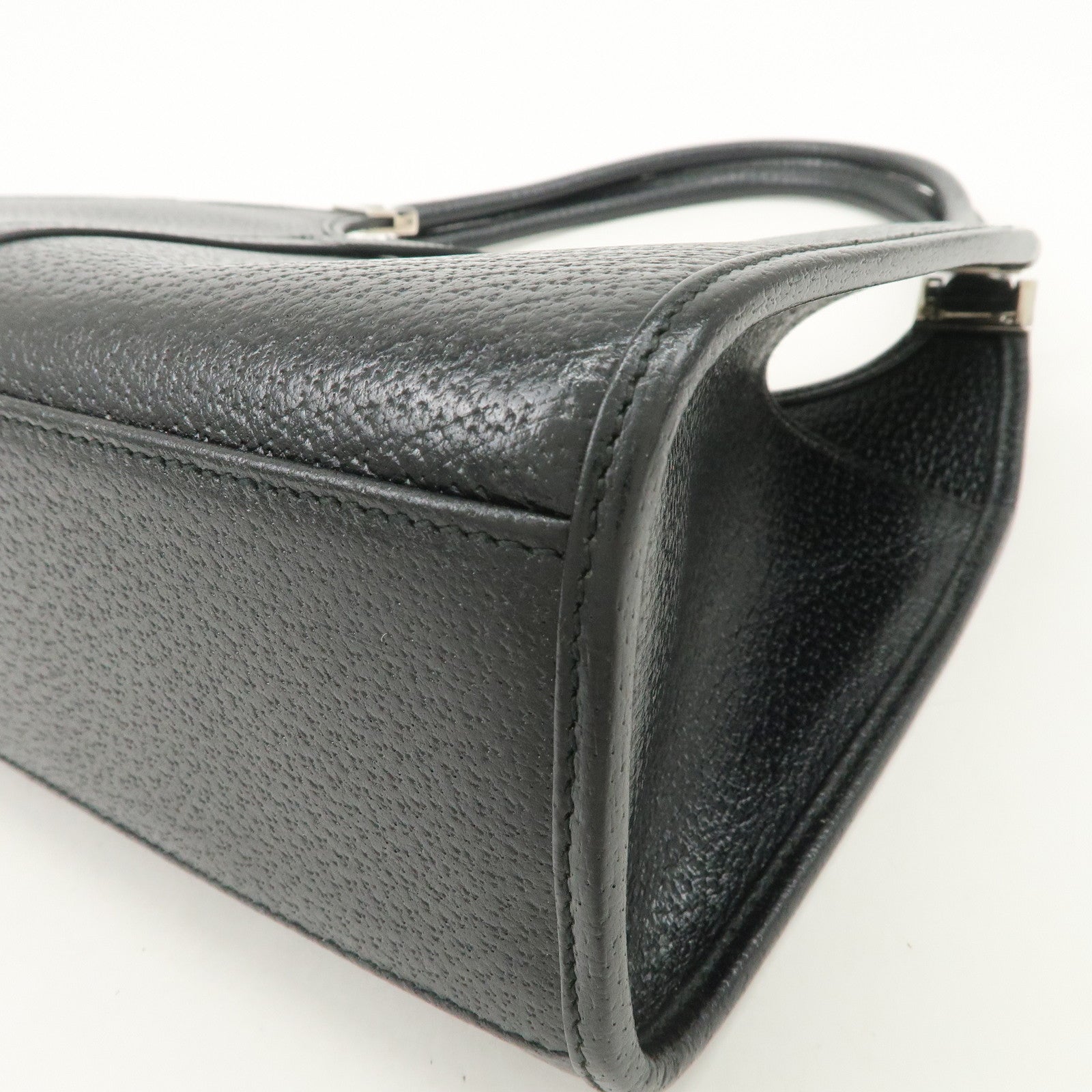 GUCCI Jackie Logo Leather Hand Bag Shoulder Bag Black 002.1068