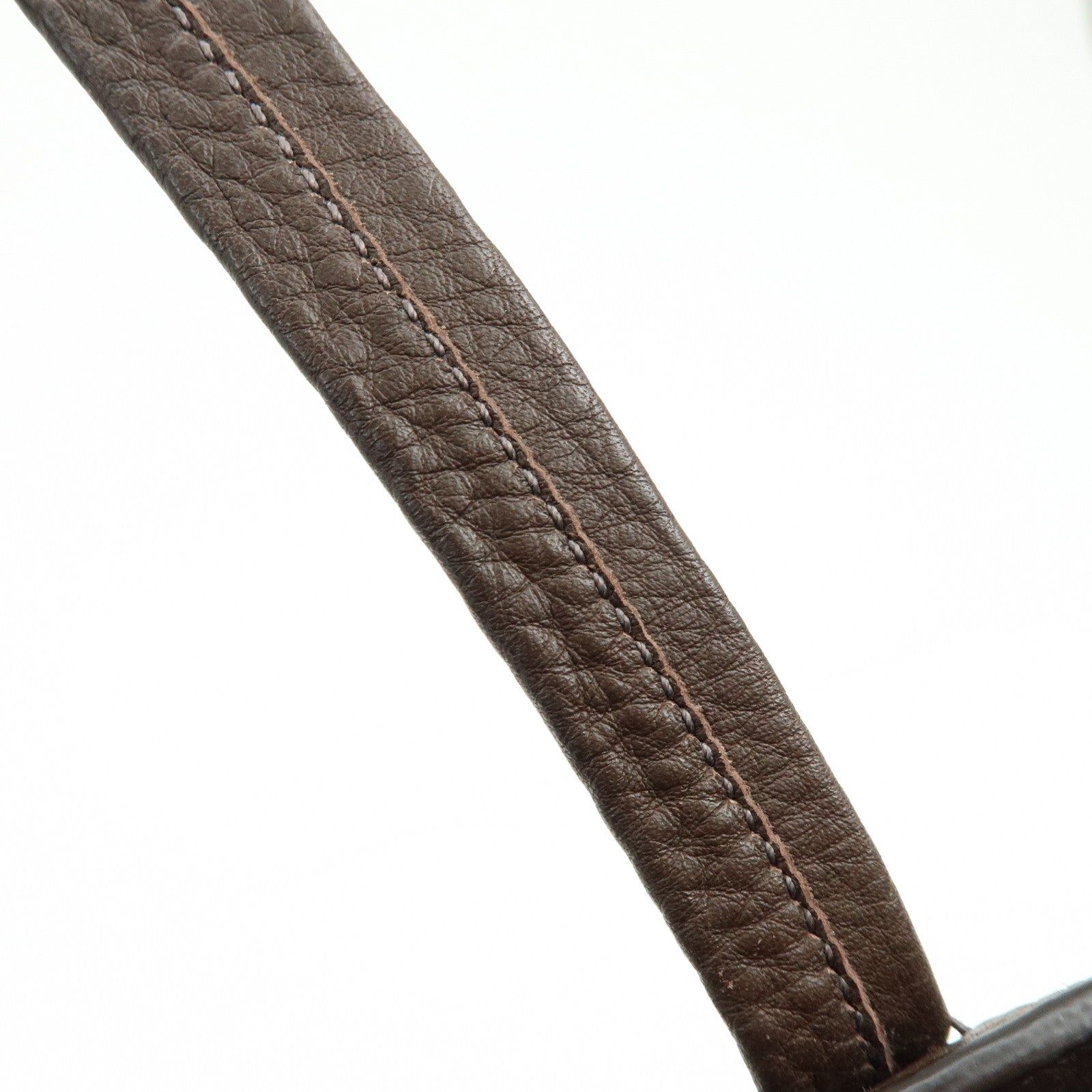 MIU MIU Logo Leather Tote Bag Shoulder Bag Hand Bag Dark Brown