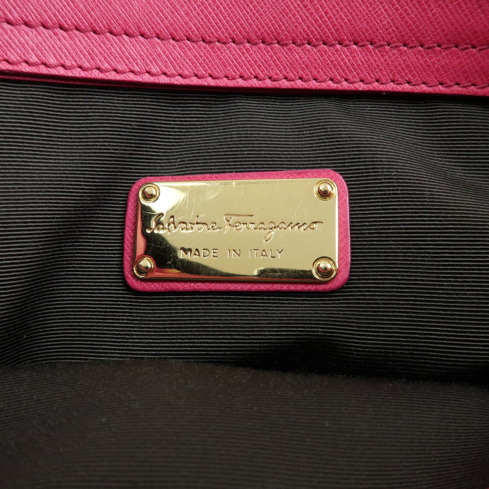 Ferragamo Gancini Nylon Leather 2Way Bag Hand Bag Pink