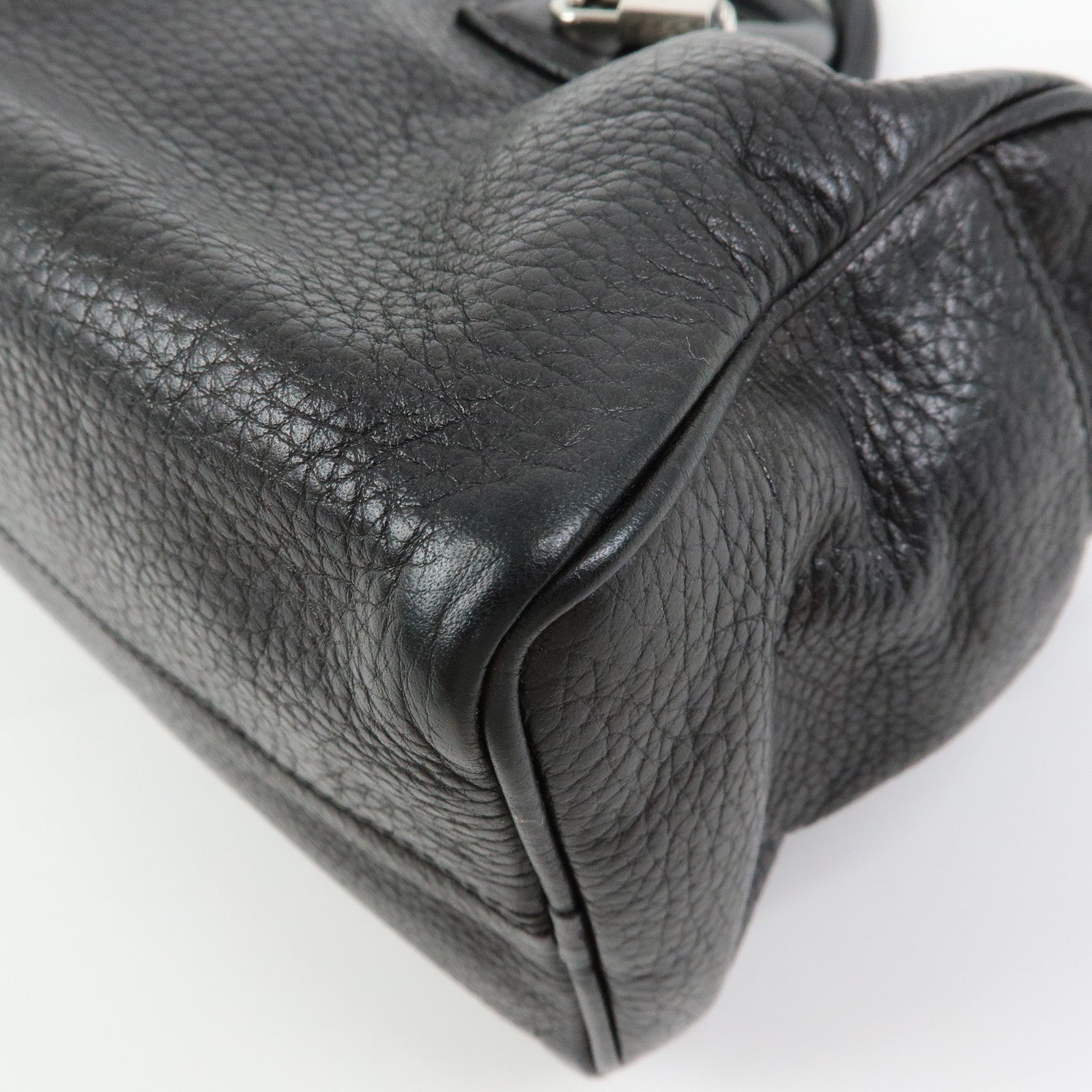 LOEWE Anagram Calf Leather Hand Bag Mini Boston Bag Black
