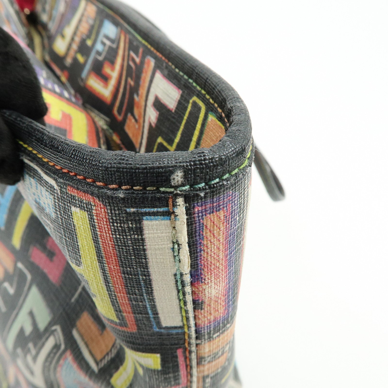 FENDI Zucca PVC Leather Tote Shoulder Bag Multicolor Black 8BH185