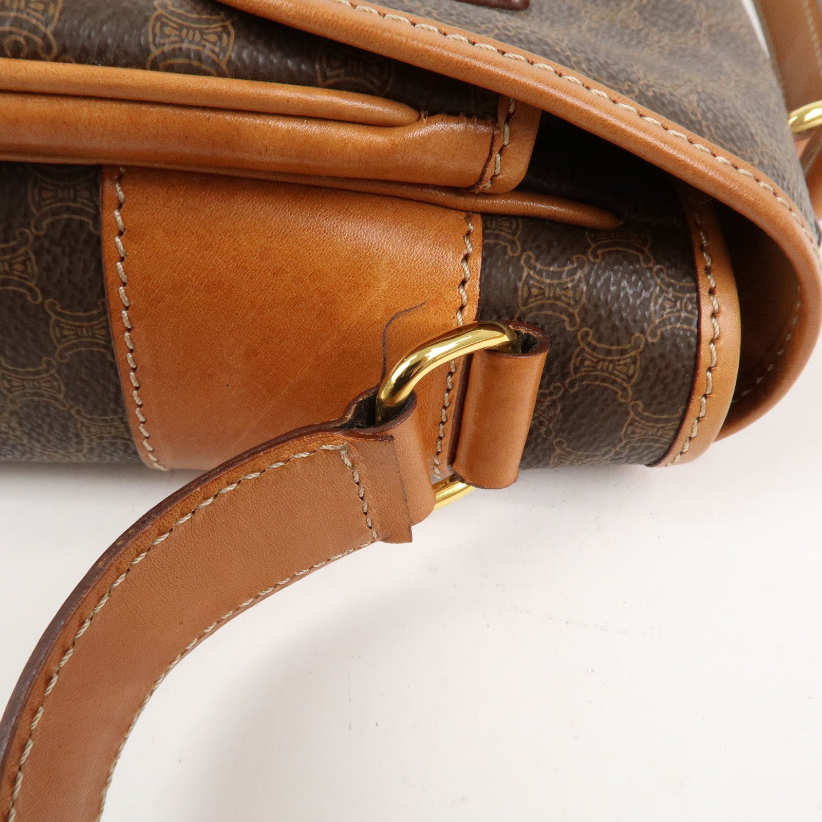 CELINE Macadam PVC Canvas Leather 2WAY Bag Shoulder Bag Brown