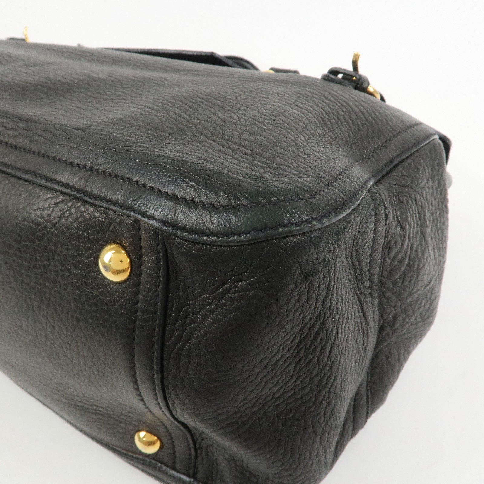 MIU MIU Leather Tote Bag Shoulder Bag Black