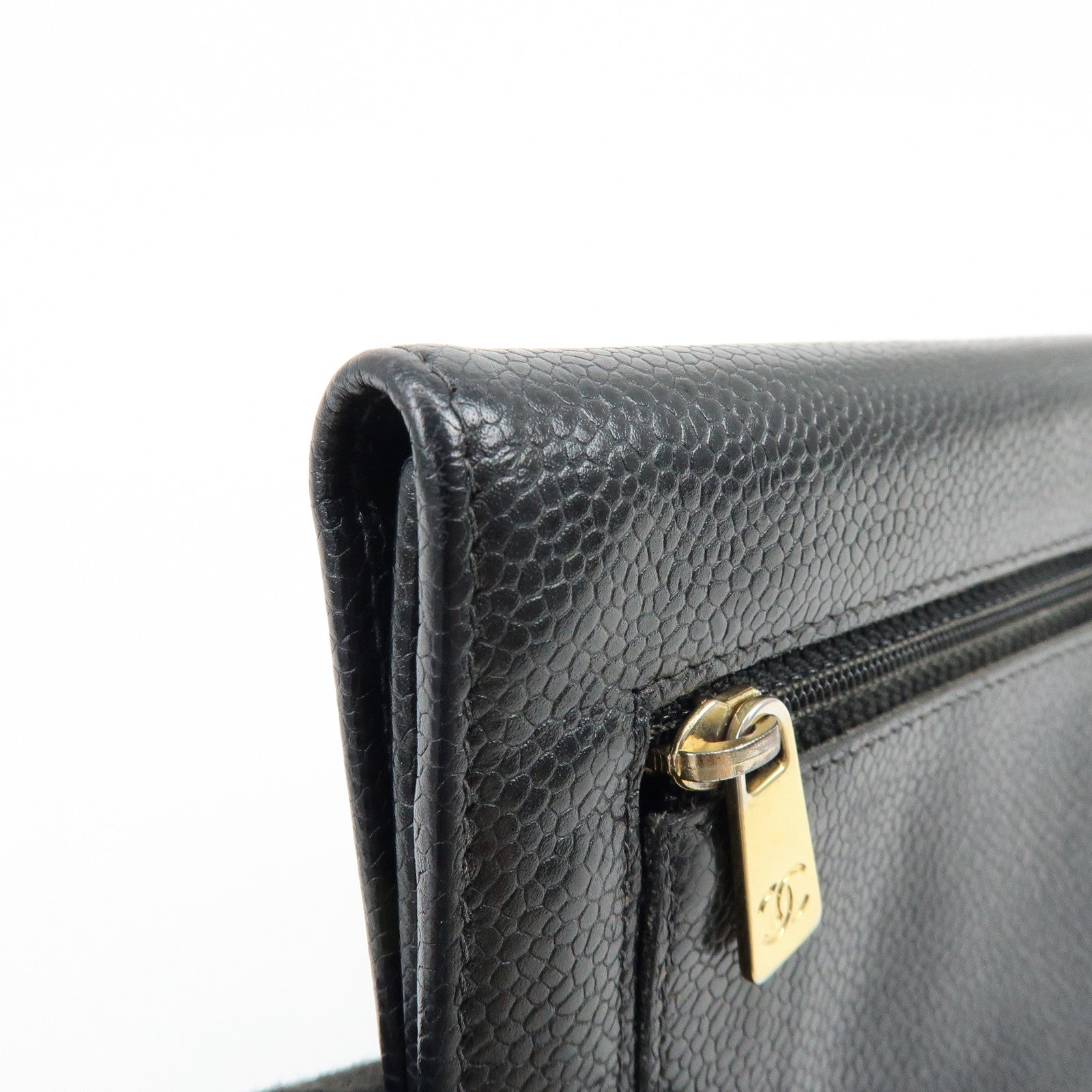 CHANEL COCO Mark Caviarskin Compact Flap Wallet Black