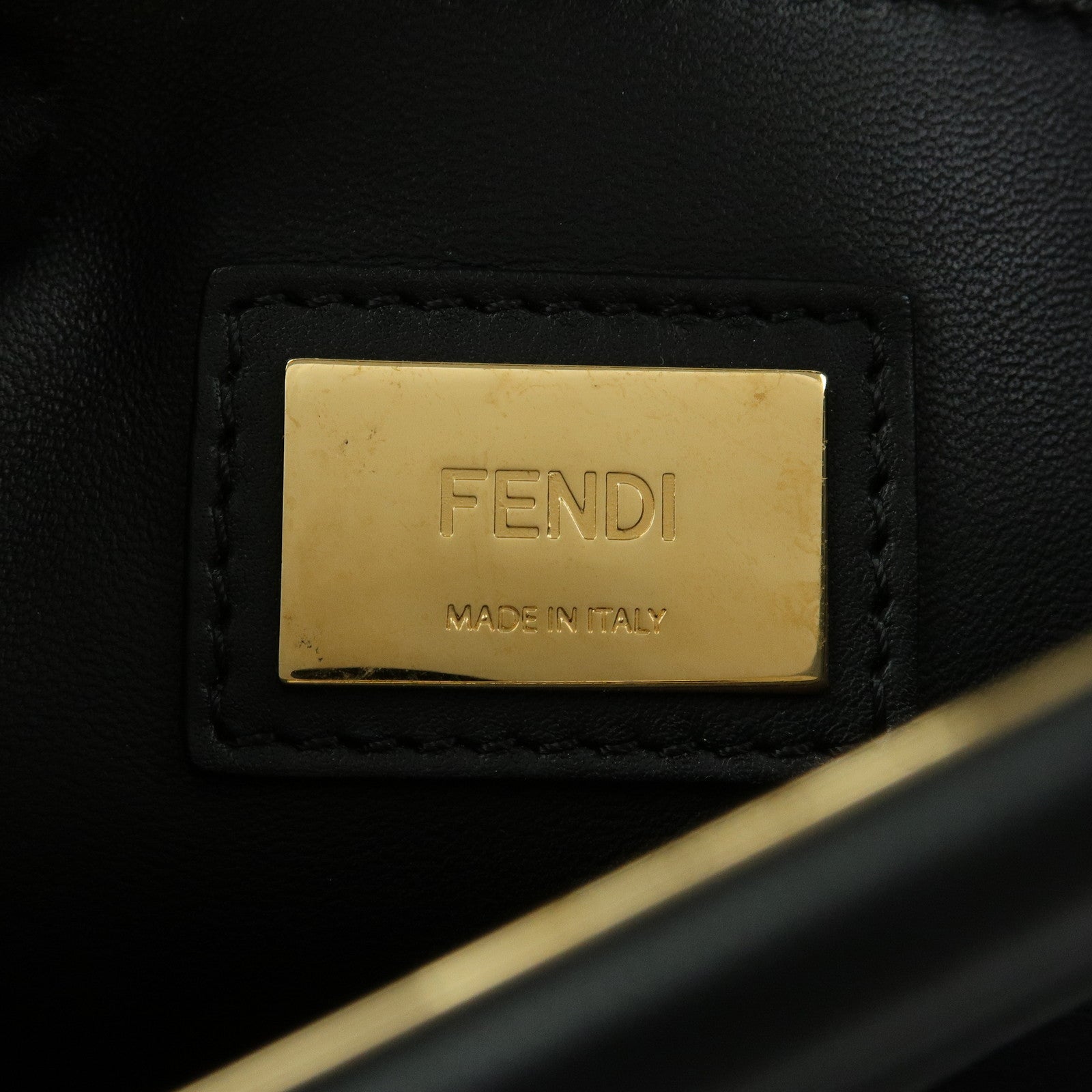 FENDI Peekaboo Leather 2Way Bag Hand Bag Shoulder Bag Black 8BN290