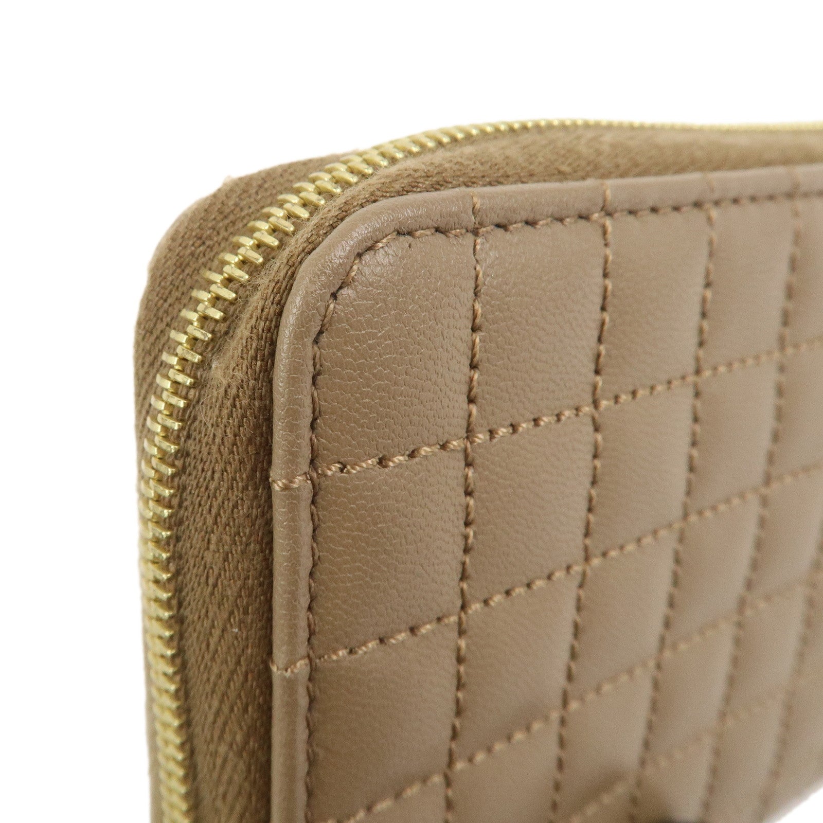 CELINE Leather Compact Zippy Wallet Card Case Coin Case Brown