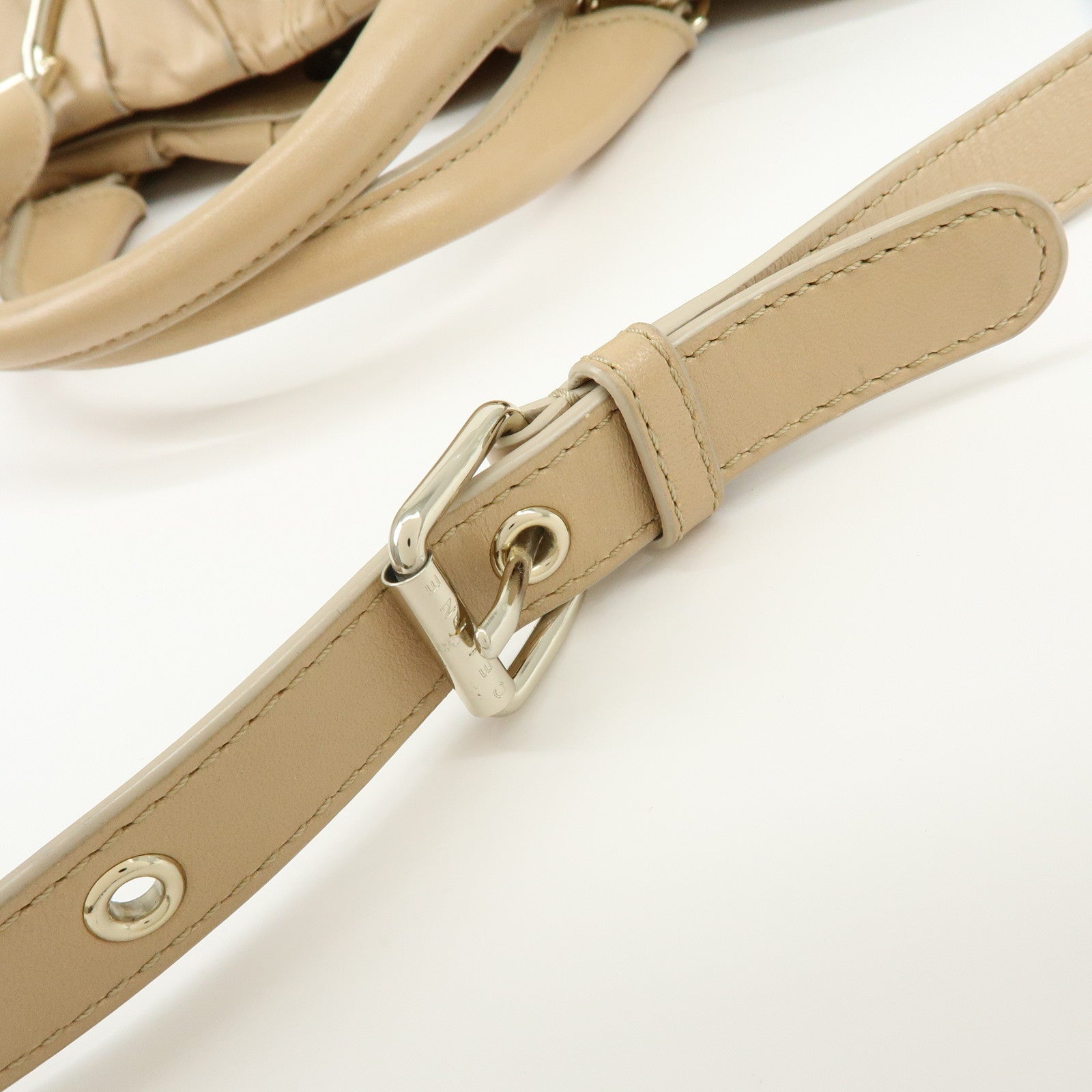 CELINE Macadam Leather 2WAY Bag Hand Bag Shoulder Bag Beige