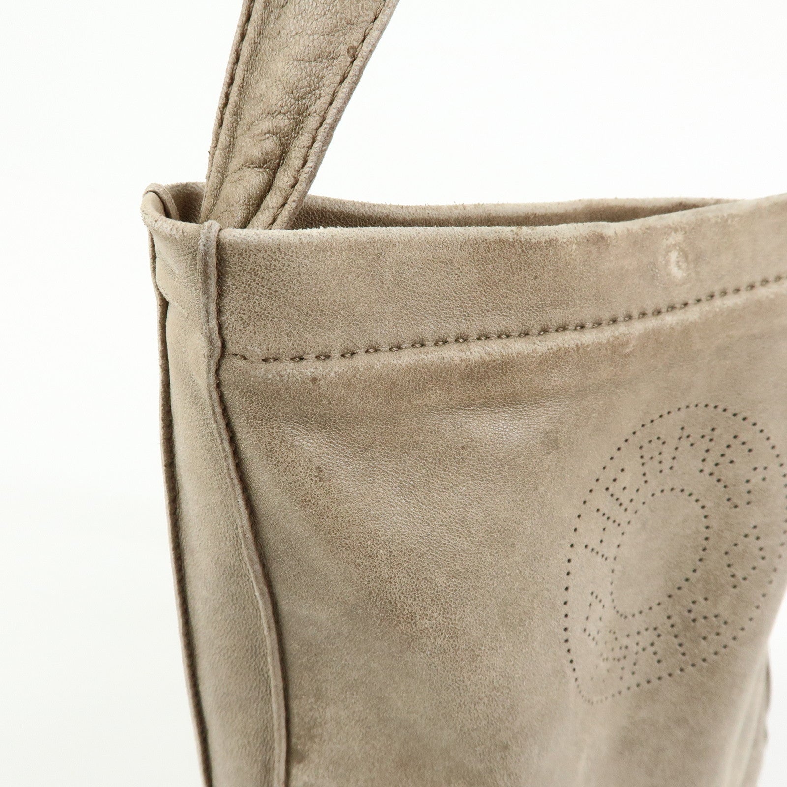 HERMES Leather Clou de Selle Shoulder Bag □M Stamped Beige