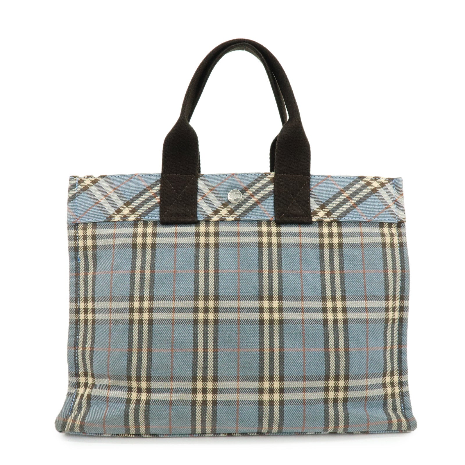 BURBERRY Blue Label Canvas Tote Bag Shoulder Bag Blue Brown