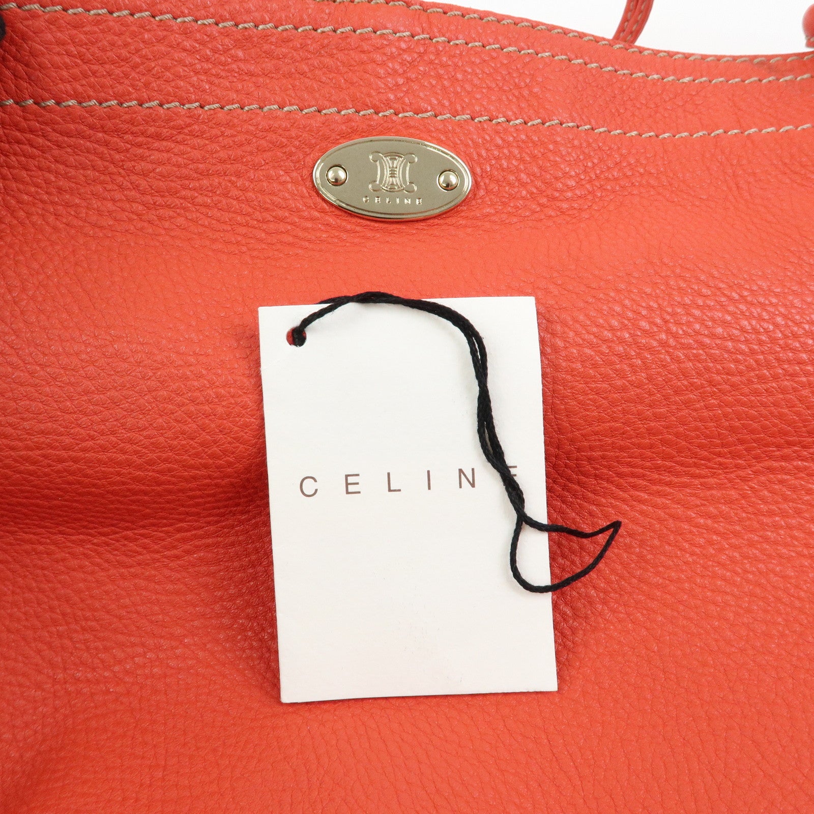 CELINE Bittersweet Leather Shoulder Bag Hand Bag Tote Bag Red
