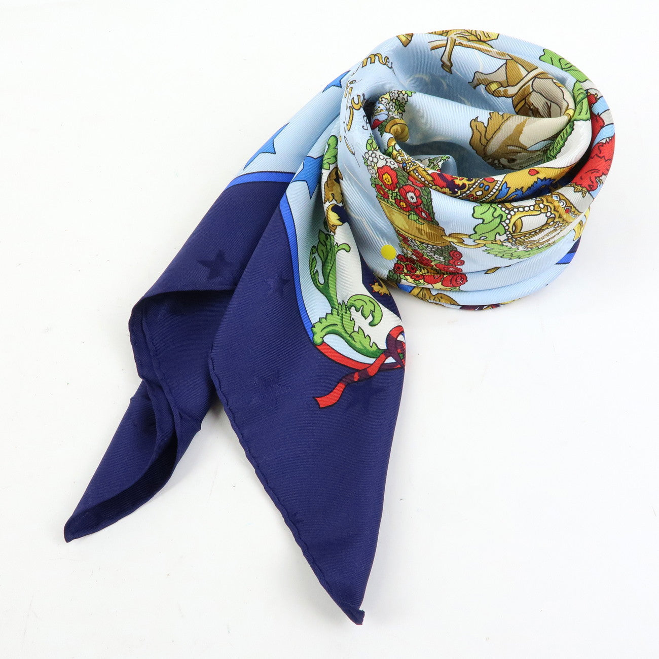 HERMES Carre 90 Silk 100% Scarf Emblemes de L’Europe Light Blue