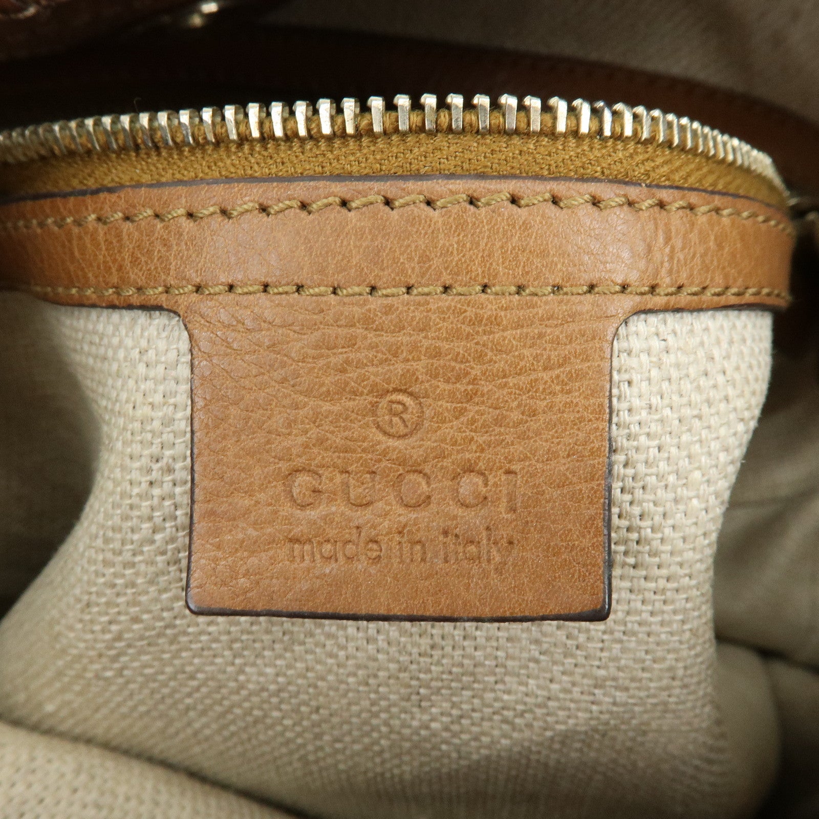 GUCCI Marrakech GG Canvas Leather Shoulder Bag Brown 257026
