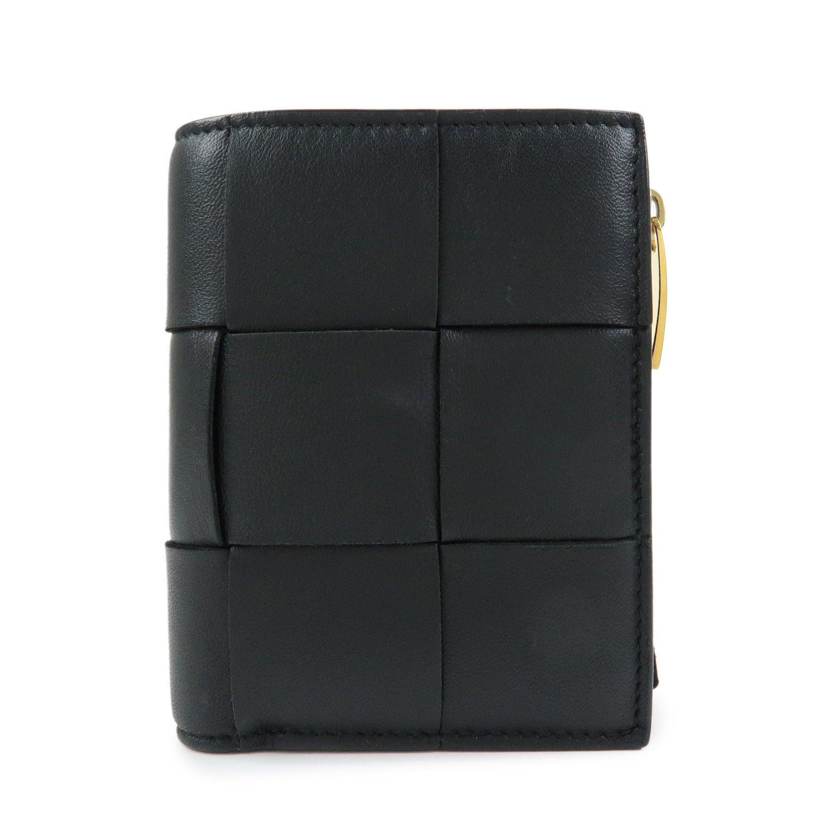 BOTTEGA VENETA Cassette Leather Small Bi-fold Comact Wallet Black