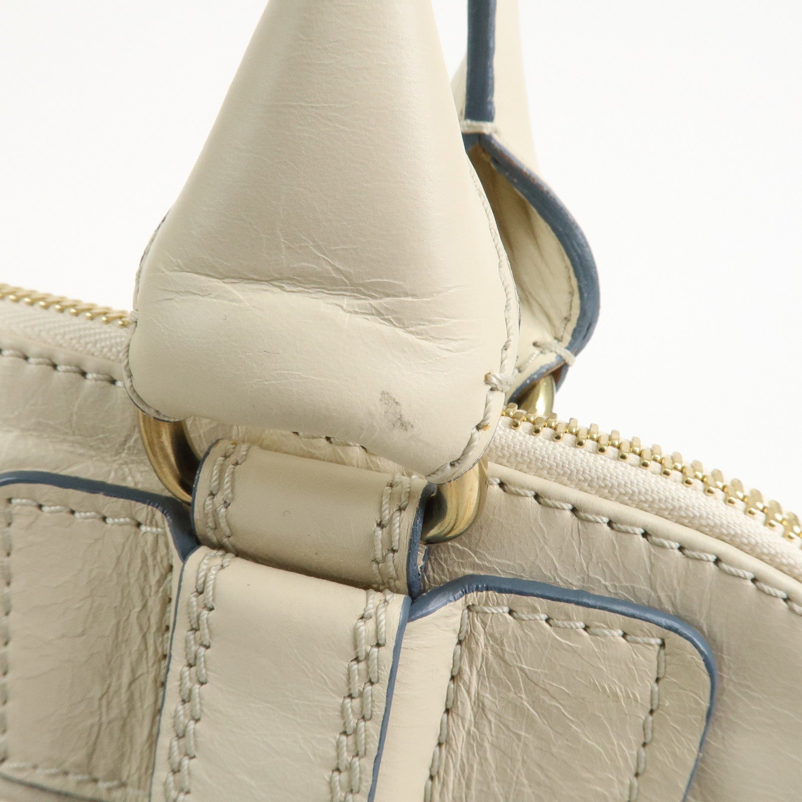 Chloe Bay Leather Hand Bag Shoulder Bag Ivory