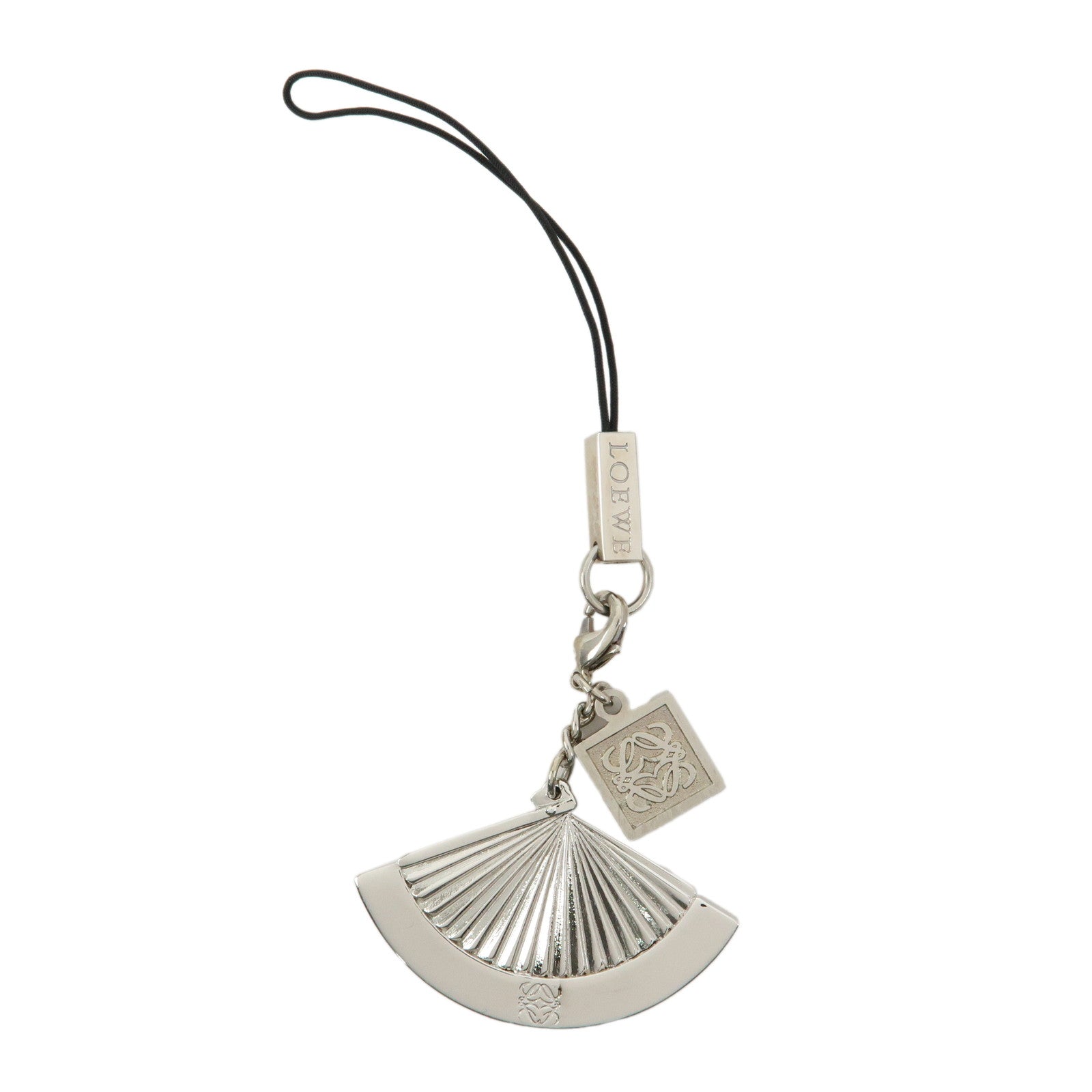 LOEWE Anagram Hand Fan Motif Metal Bag Charm Key Chain Silver