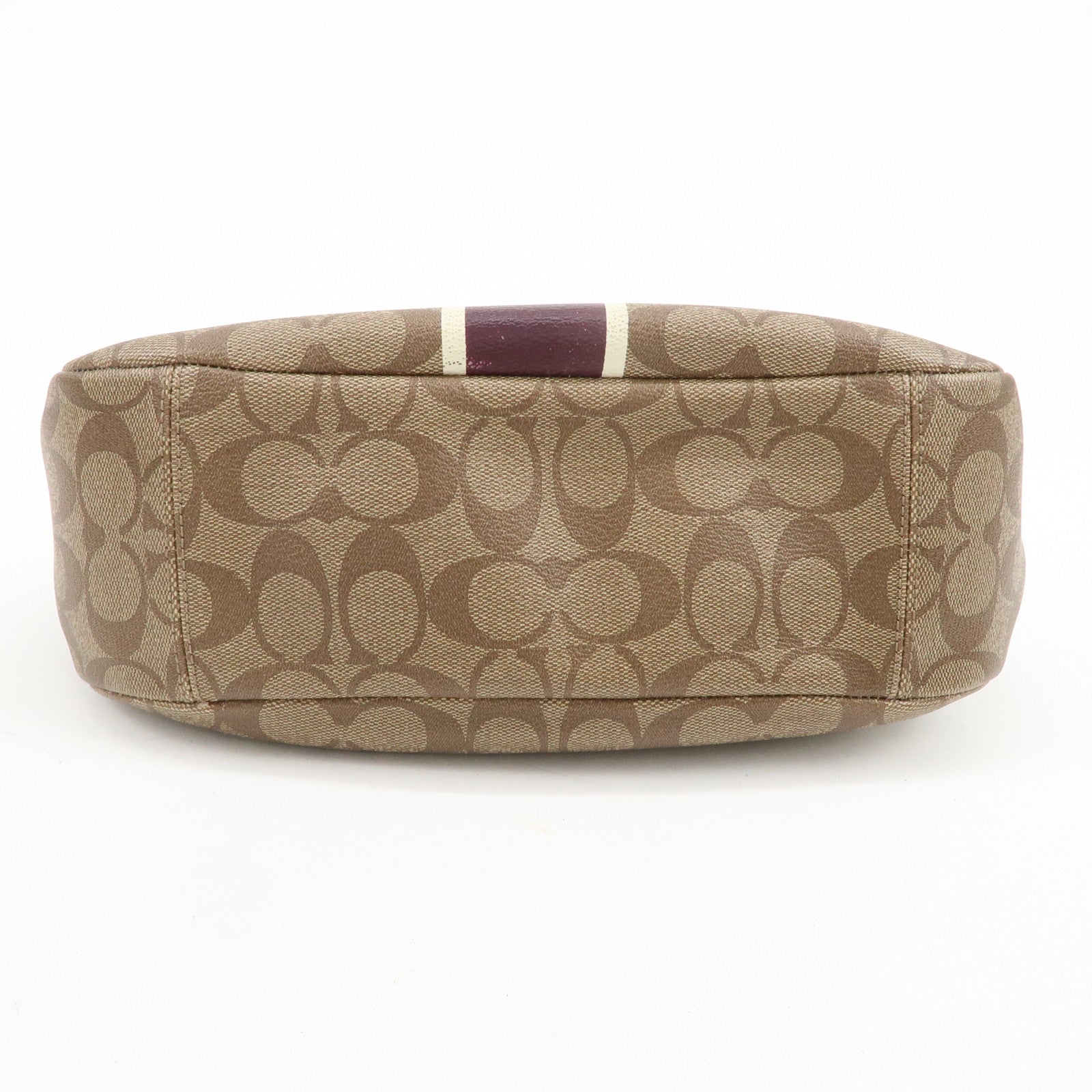 COACH Signature PVC Patent Leather 2Way Shoulder Bag Hand Bag Beige