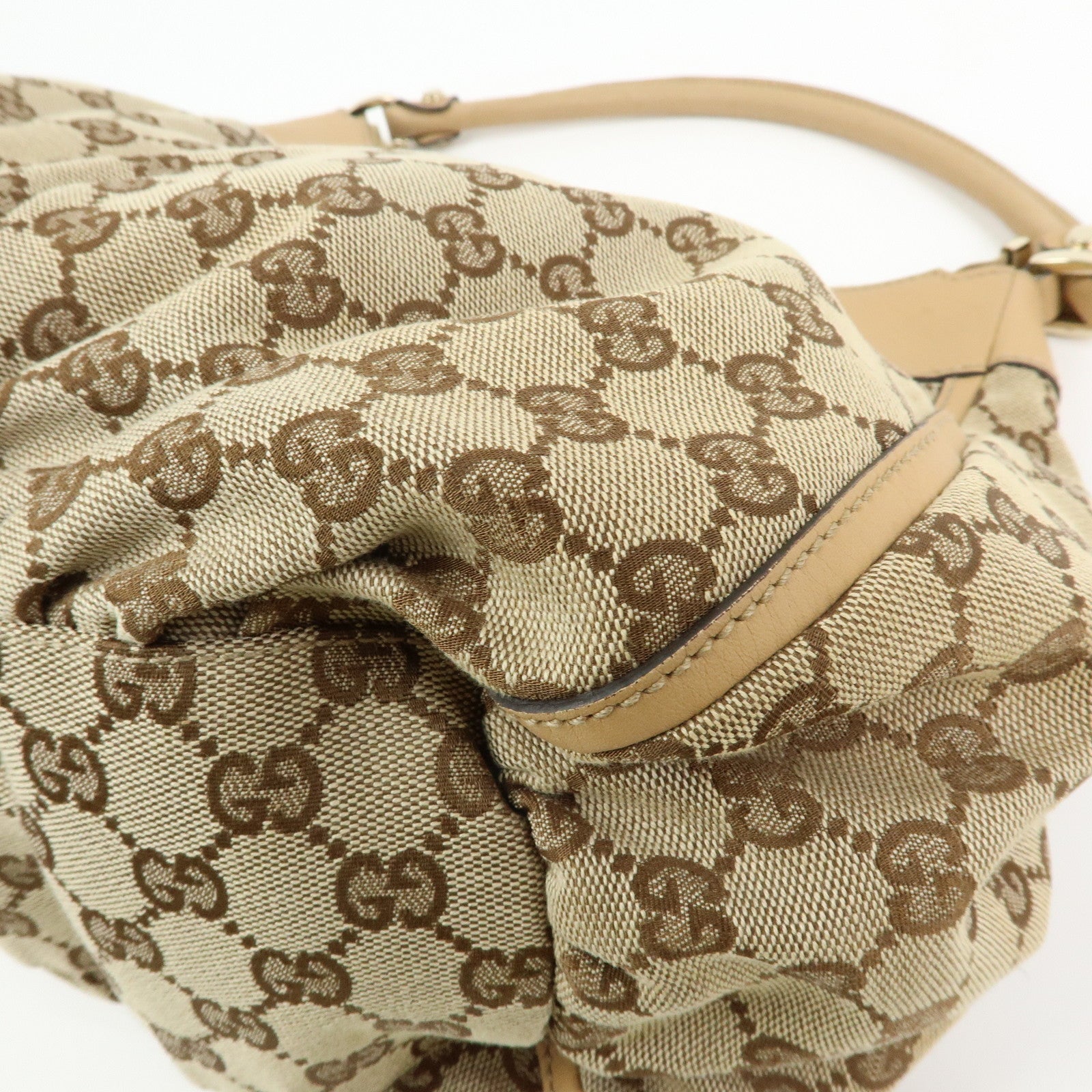 GUCCI Abbey GG Canvas Leather Shoulder Bag Hand Bag Brown 189833