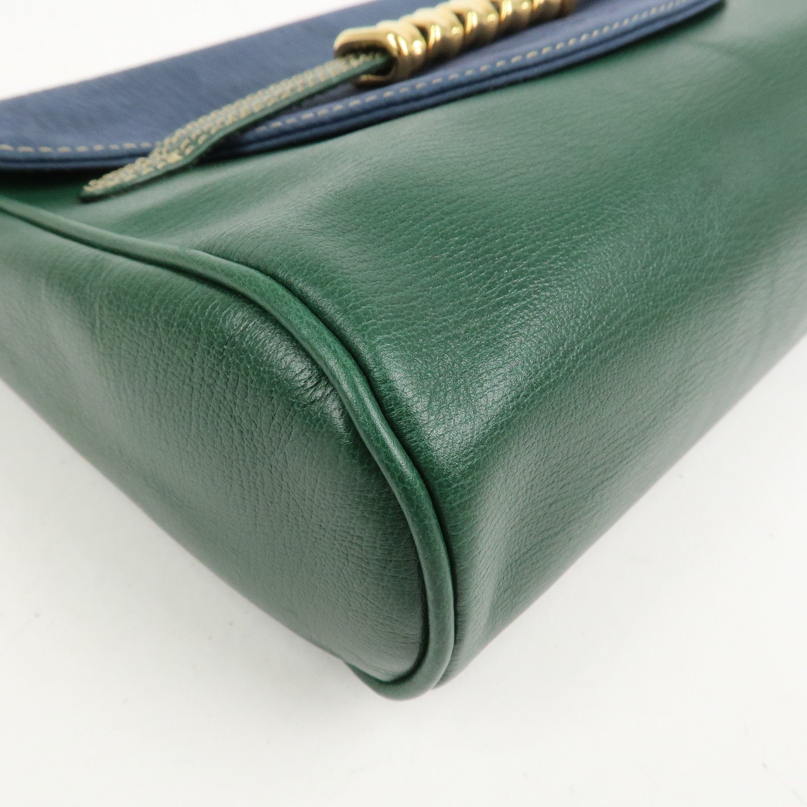 LOEWE Velazquez Suede Leather Clutch Bag Green Blue Gold HDW