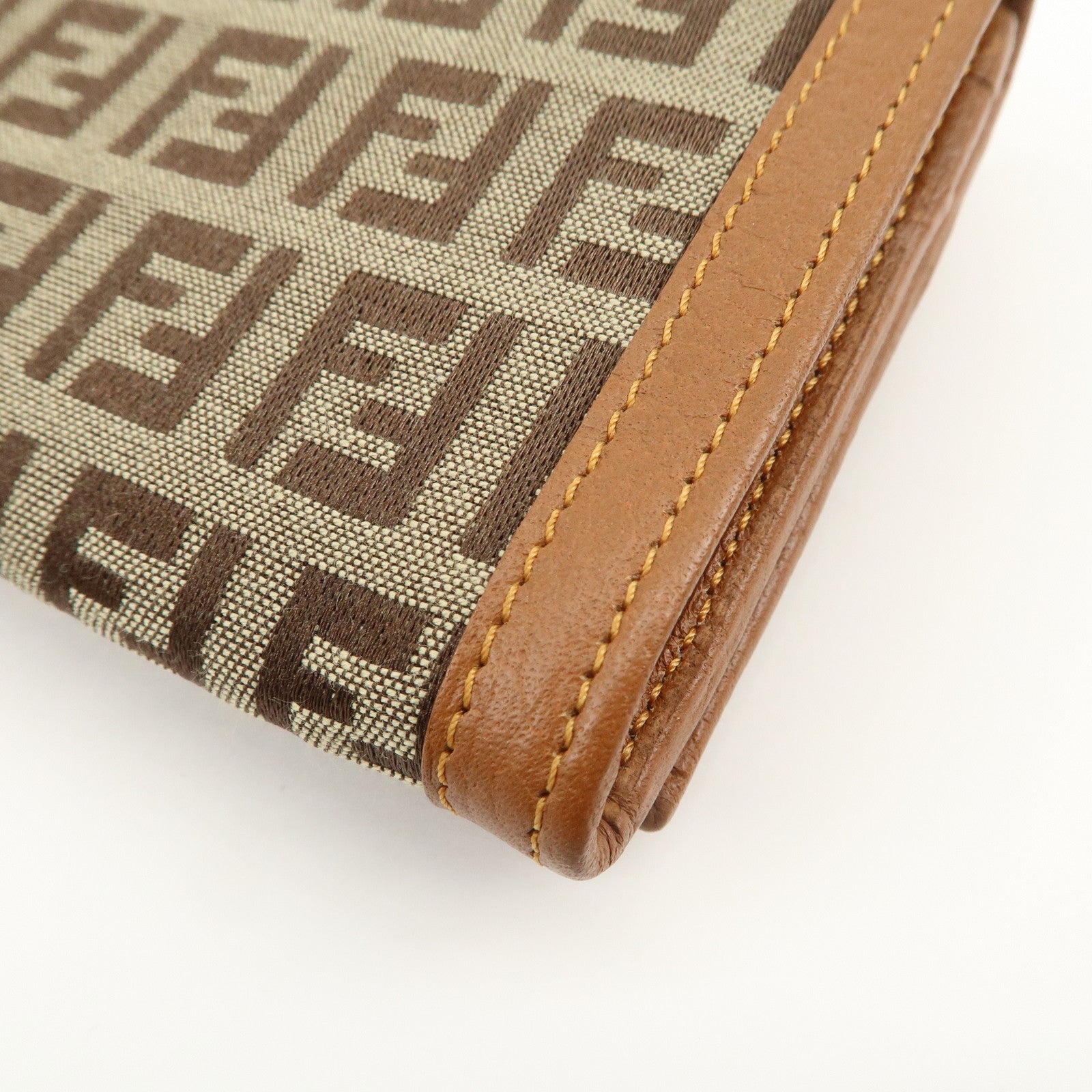 FENDI Zucchino Canvas Long Flap Wallet Camel 8M0179