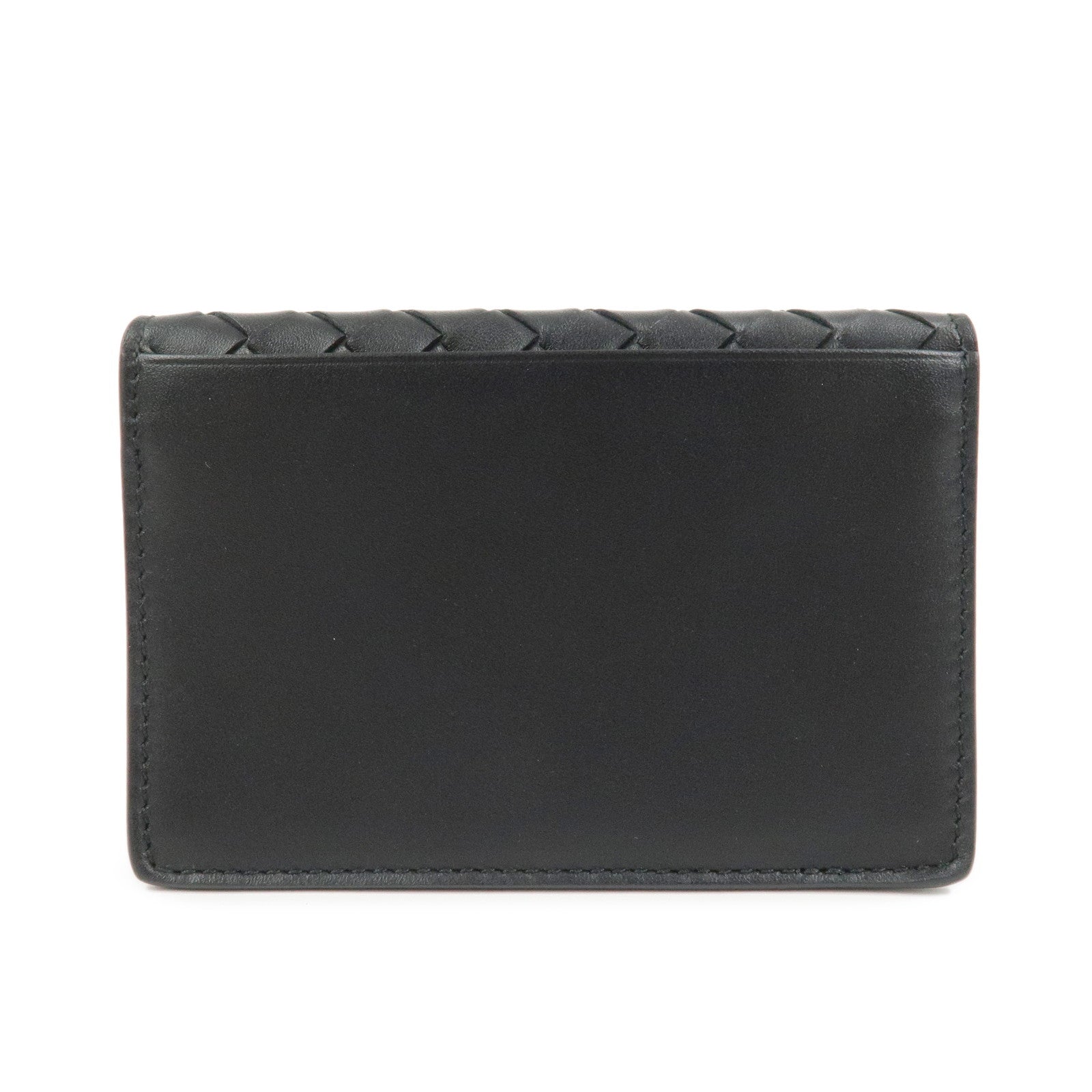 BOTTEGA VENETA Intrecciato Leather Card Case Card Holder Black