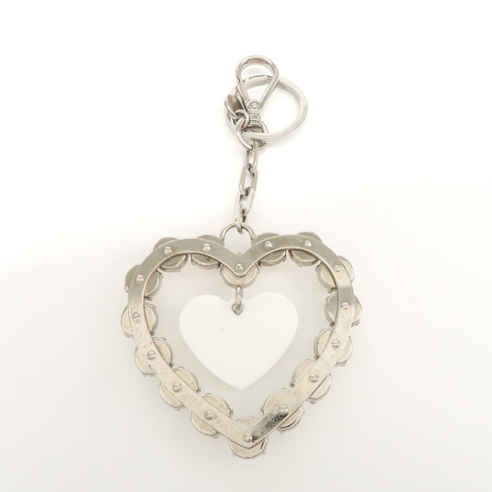 MIU MIU Metal Rhinestone Imitation Pear Heart Bag Charm Key Chain