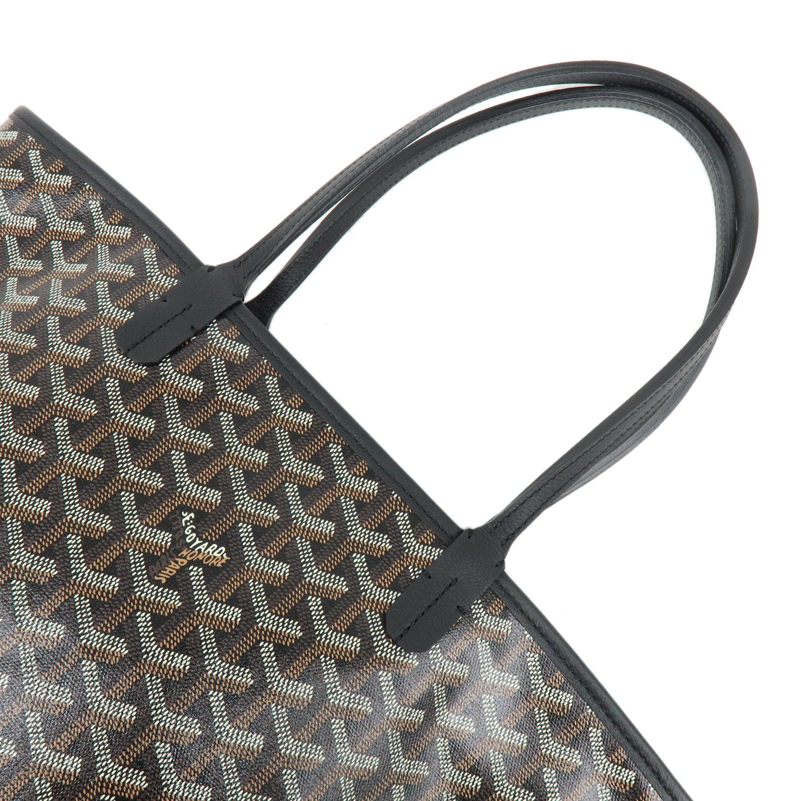 GOYARD Artois PM PVC Leather Tote Bag Hand Bag Black Brown
