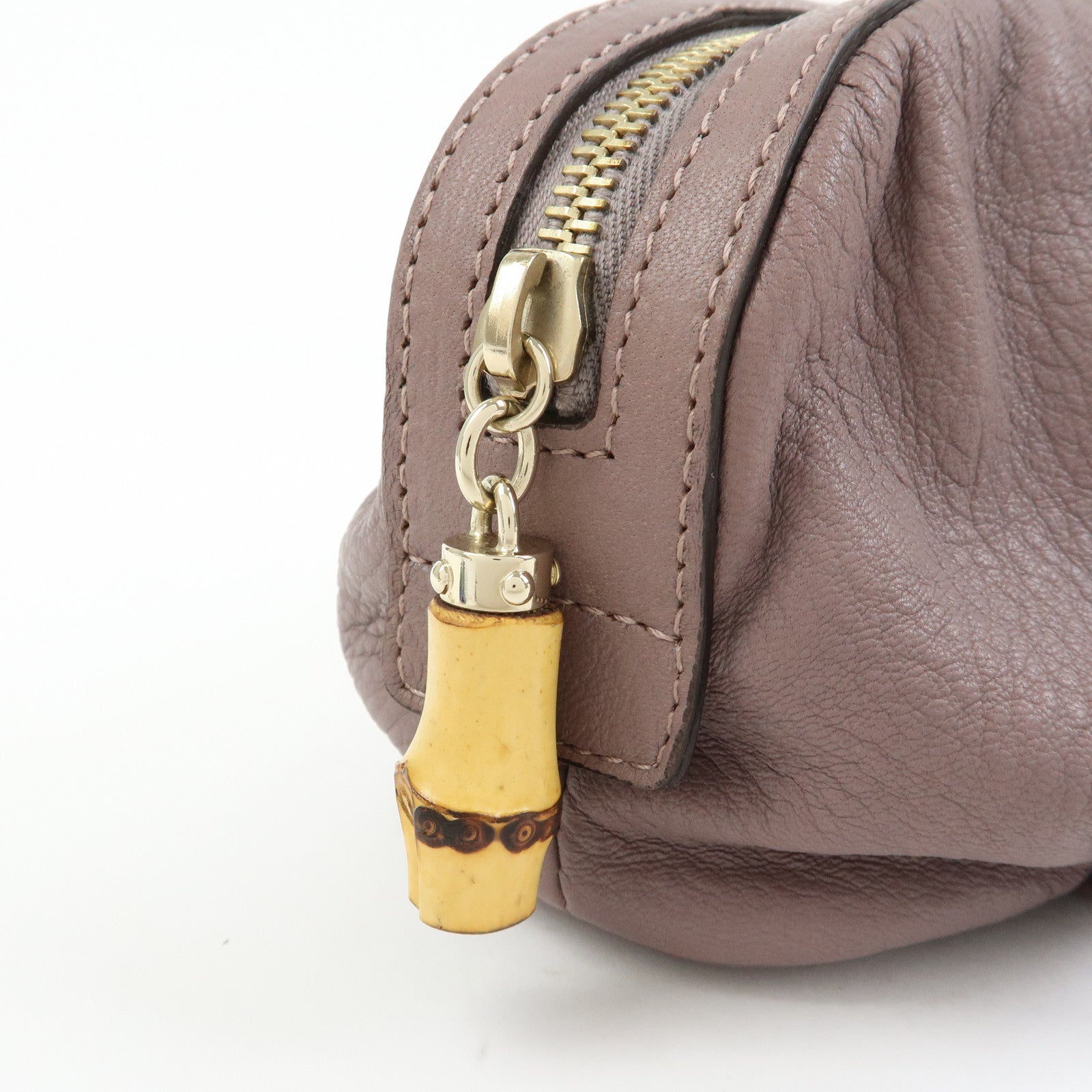 GUCCI Bamboo Leather Cosmetic Case Pouch Light Purple 246175