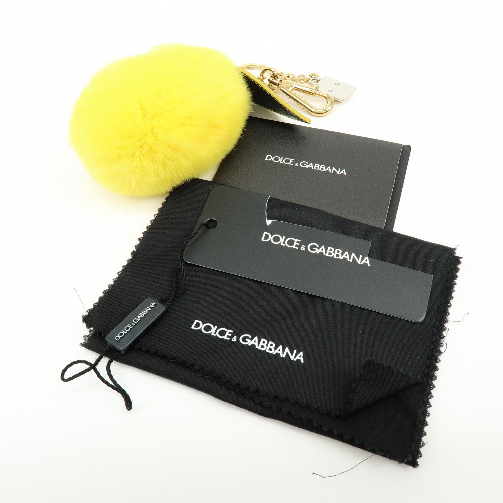 Dolce&Gabbana Lemon Motif Fur Leather Bag Charm Key Chain Yellow