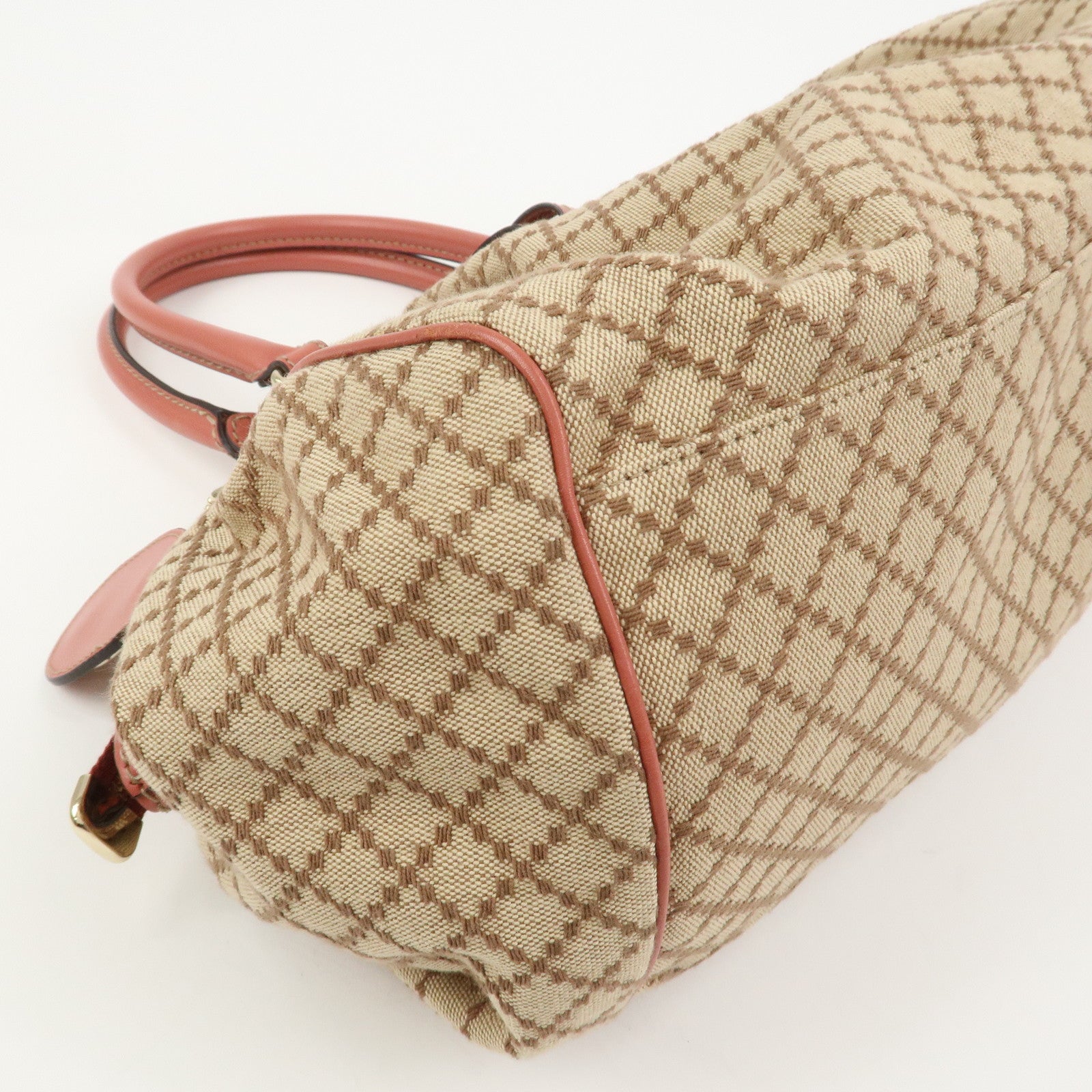 GUCCI Diamante Interlocking G Canvas Leather 2WAY Hand Bag 223974