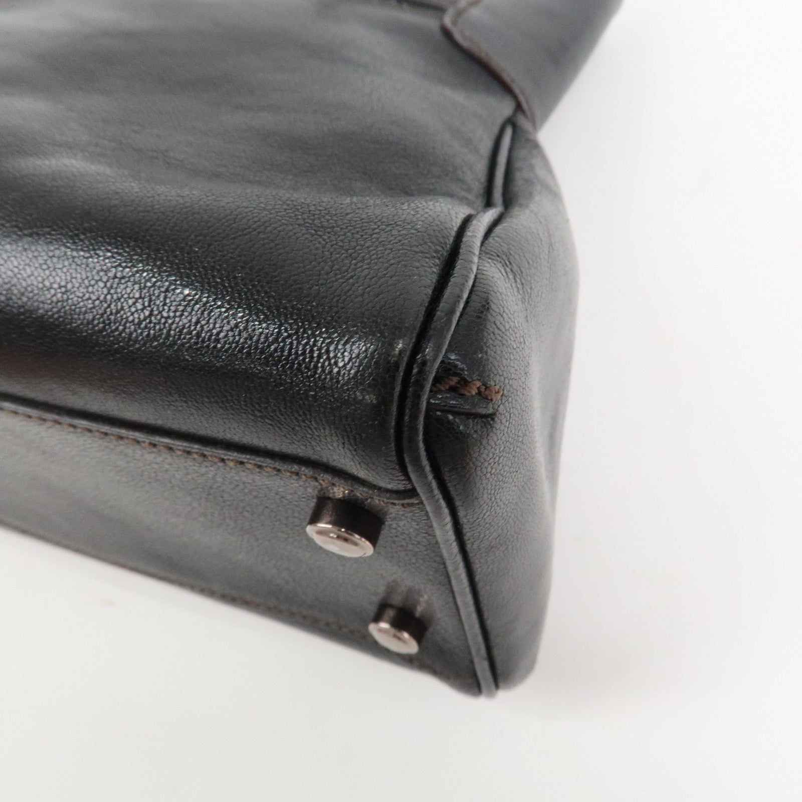 Cartier Must Line Calf Leather Marcello Hand Bag Dark Brown