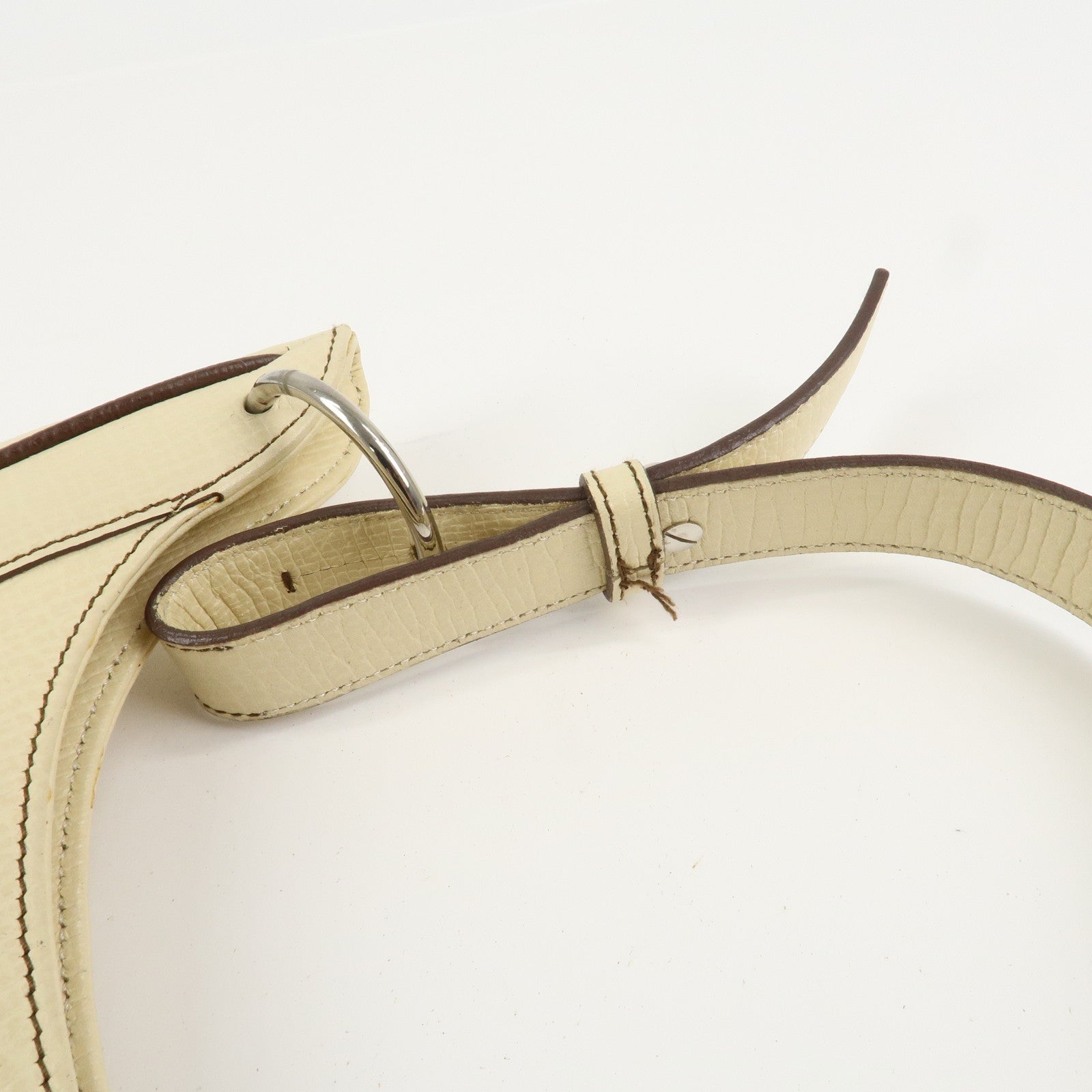 LOEWE Logo Leather Shoulder Bag Hand Bag Ivory