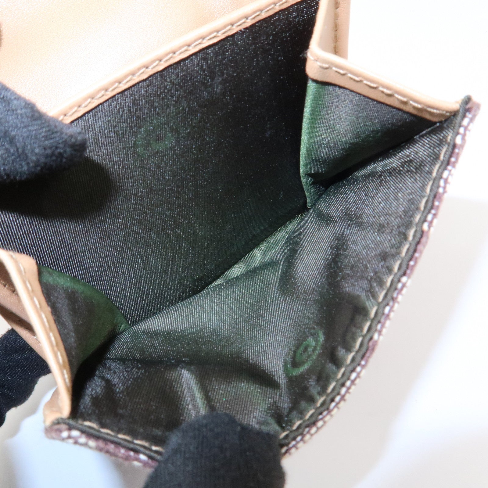 Christian Dior Trotter Canvas Leather Bi-fold Compact Wallet Brown