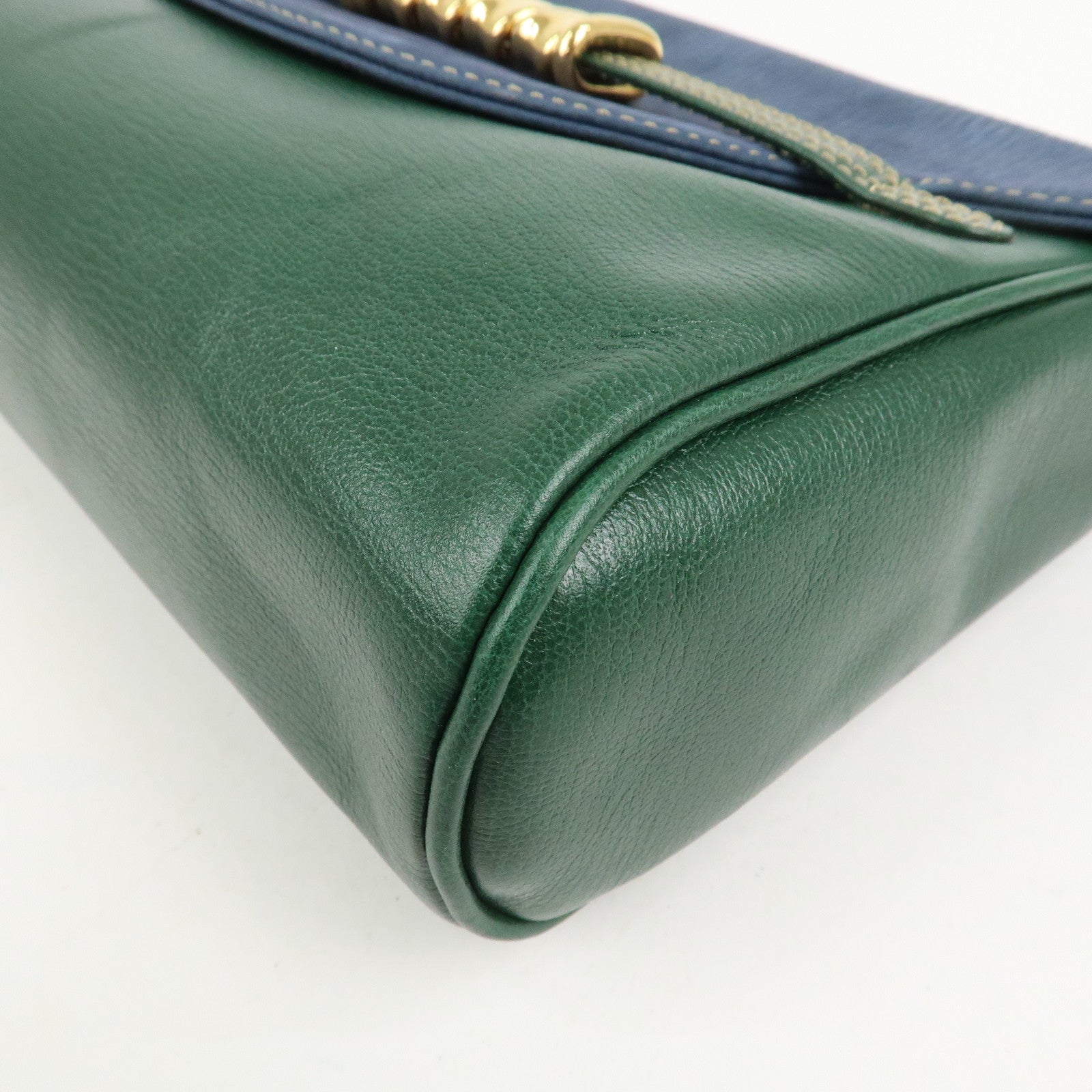 LOEWE Velazquez Suede Leather Clutch Bag Green Blue Gold HDW