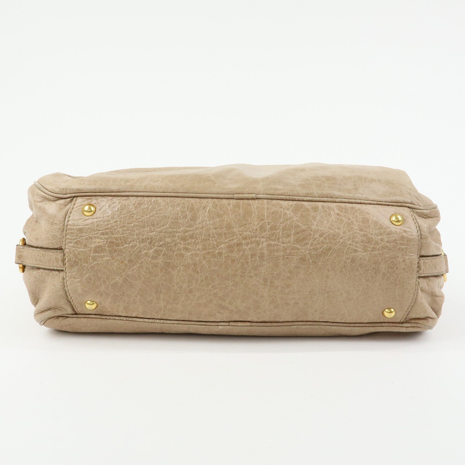 MIU MIU Leather 2Way Bag Hand Bag Shoulder Bag Beige