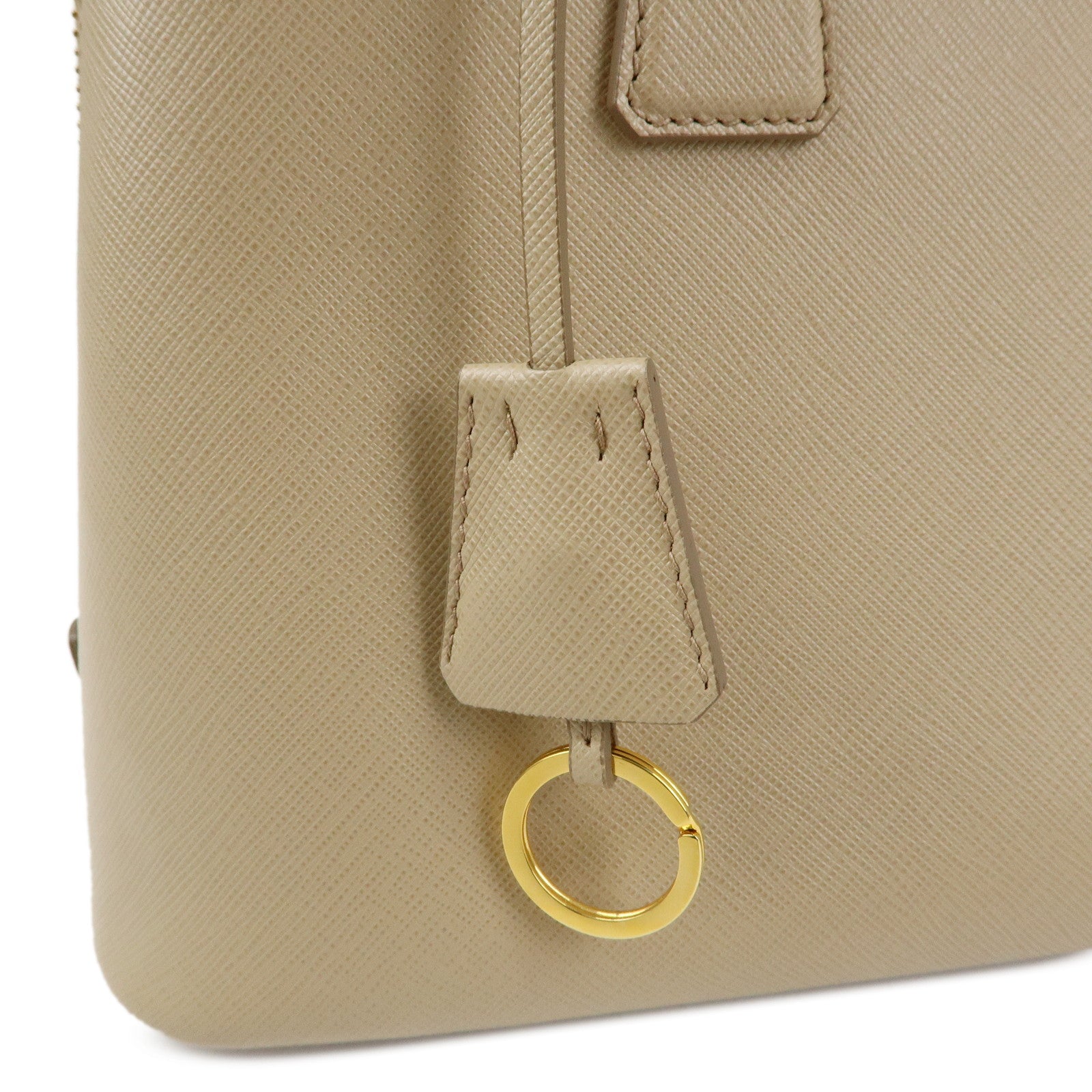 PRADA Triangle Logo Saffiano Leather 2Way Shoulder Bag Beige BL0837