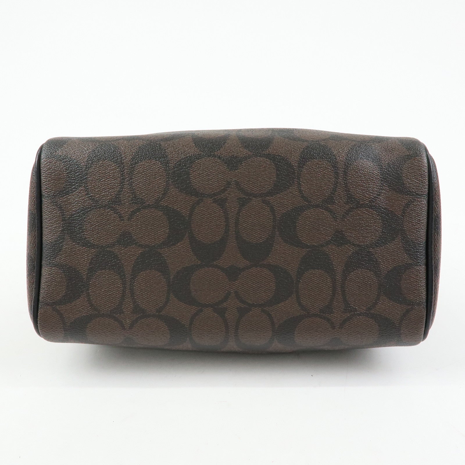 COACH Signature PVC Leather 2Way Shoulder Bag Hand Bag Dark Brown
