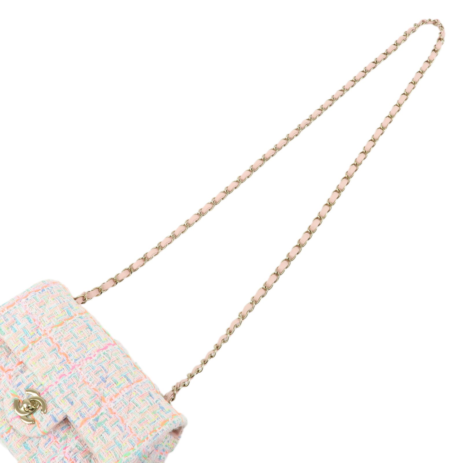 CHANEL Mini Matelasse 20 Tweed Lamb Skin Chain Shoulder Bag A69900