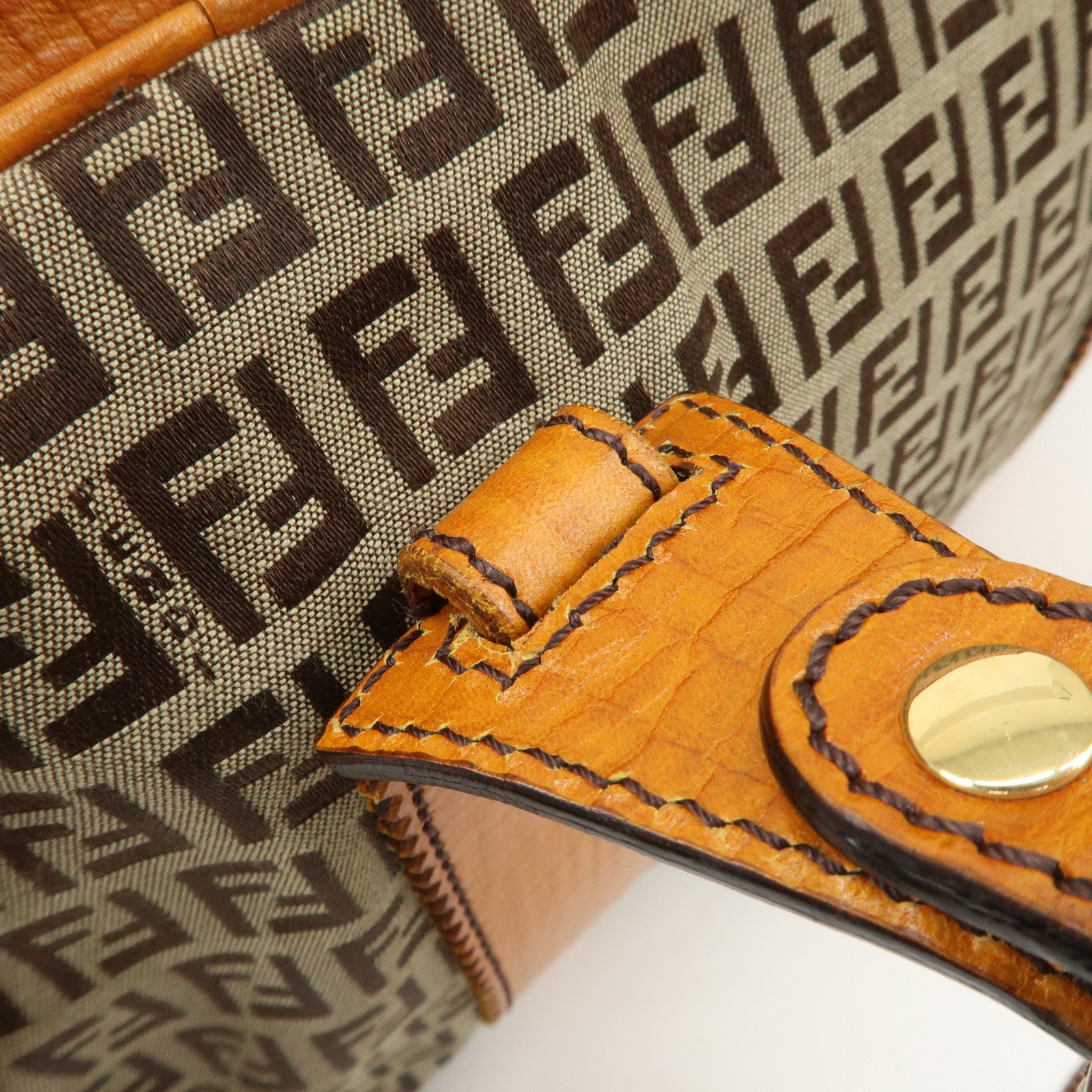 FENDI Zucchino Canvas Shoulder Bag Shoulder Bag Brown 8BN161