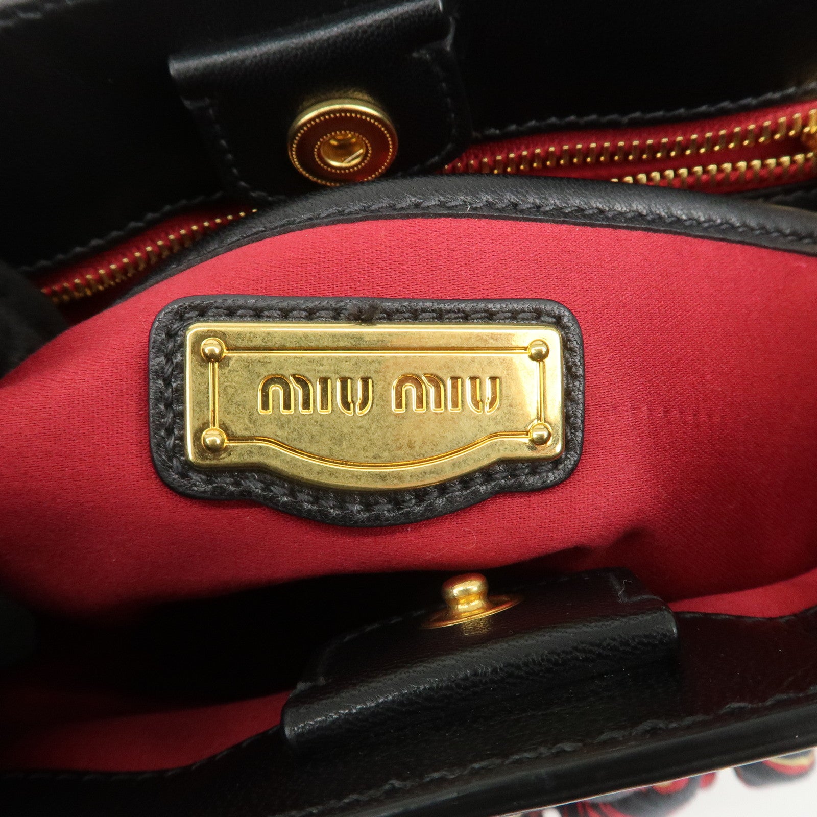 MIU MIU Matelasse 2Way Hand Bag Japan Limited Black Red
