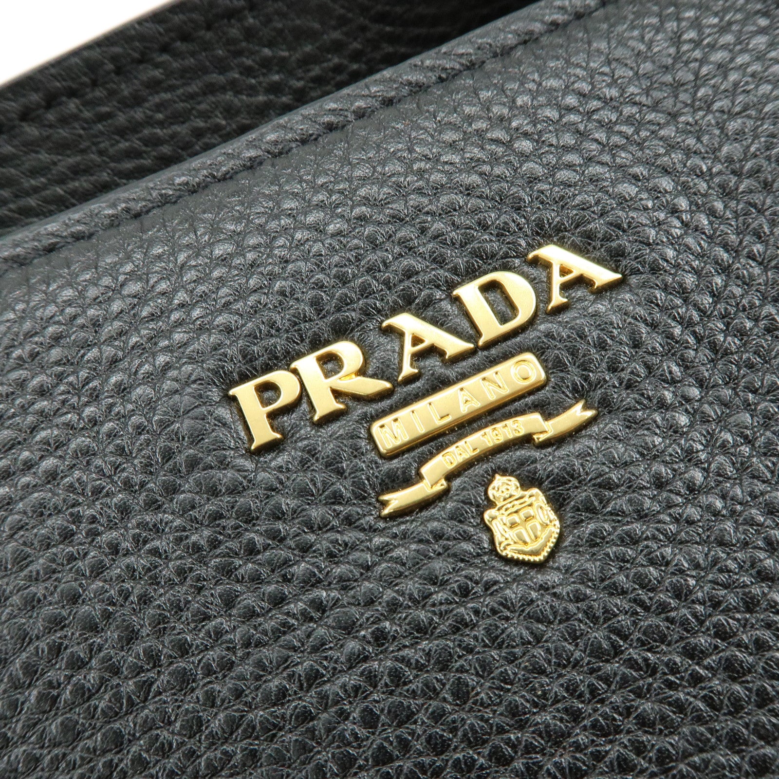 PRADA Calf Leather Tote Bag Hand Bag Black BN2579