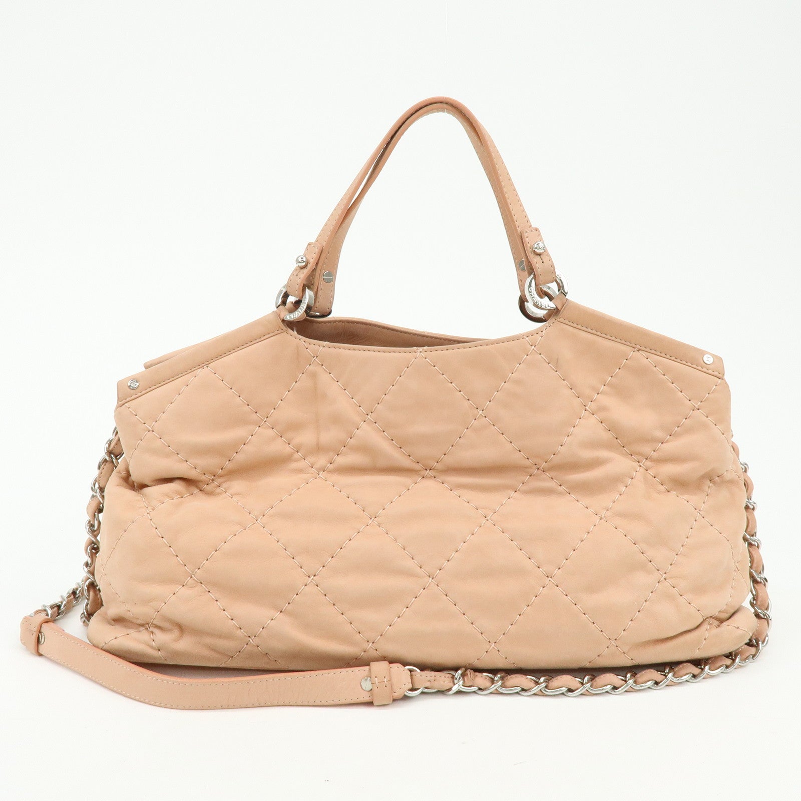 CHANEL Matelasse Sparkle Leather 2Way Shoulder Hand Bag Pink A67045